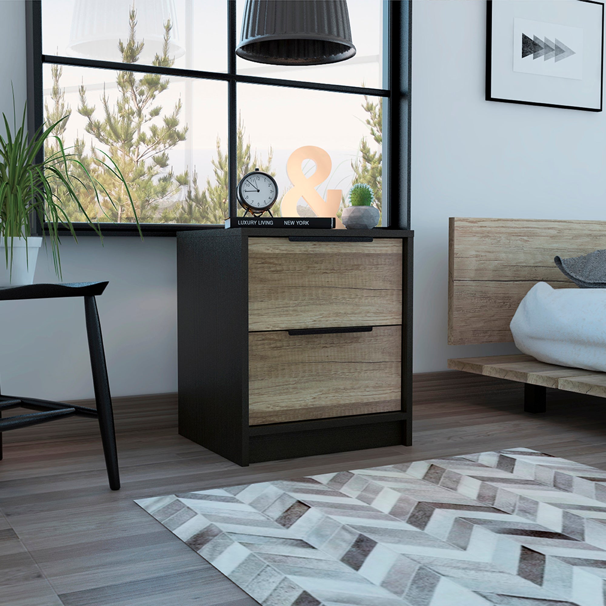 Boahaus Toledo Nightstand with Two Drawers | White Premium Design
