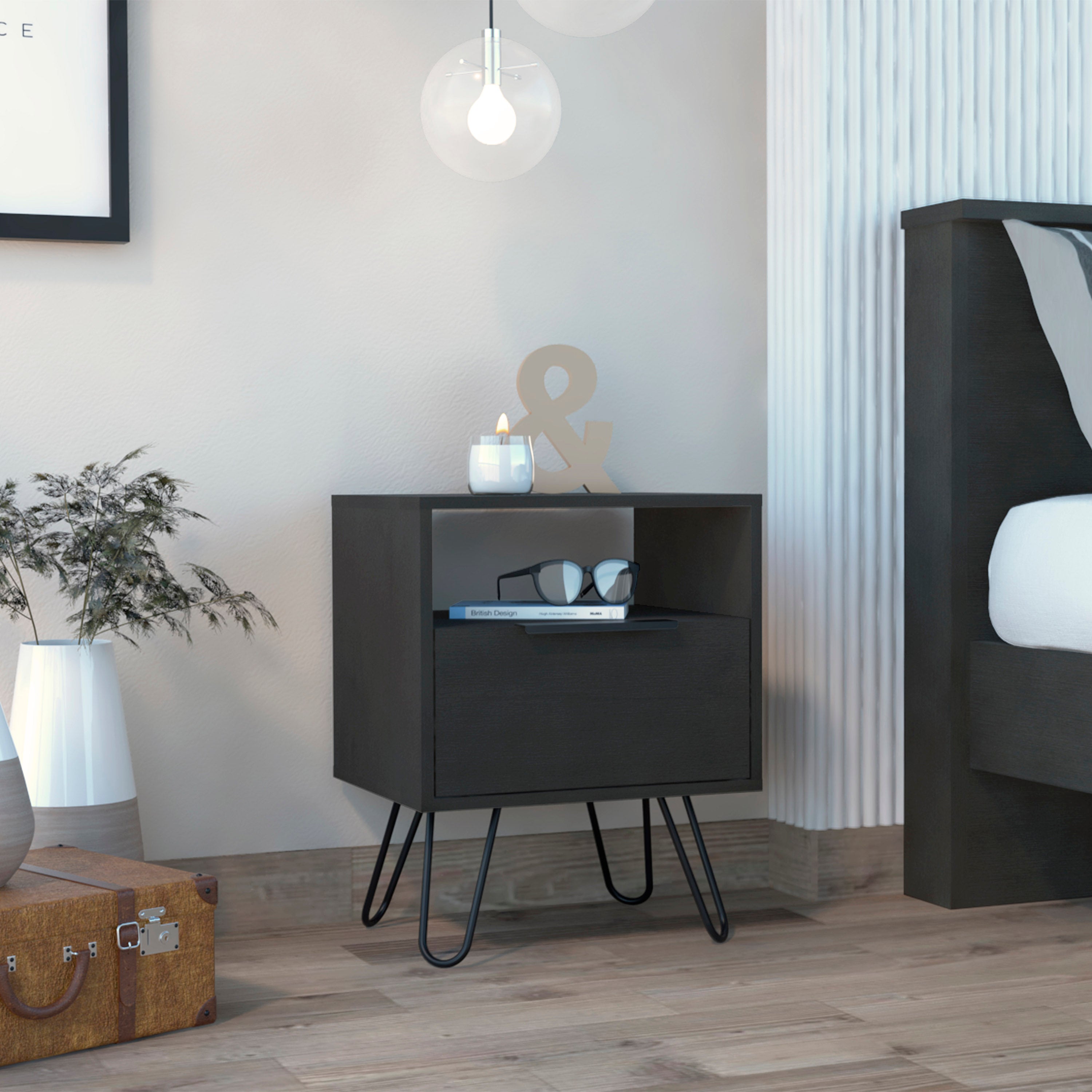Boahaus Huelva Nightstand with Ergonomic Design and Storage | Premium Style