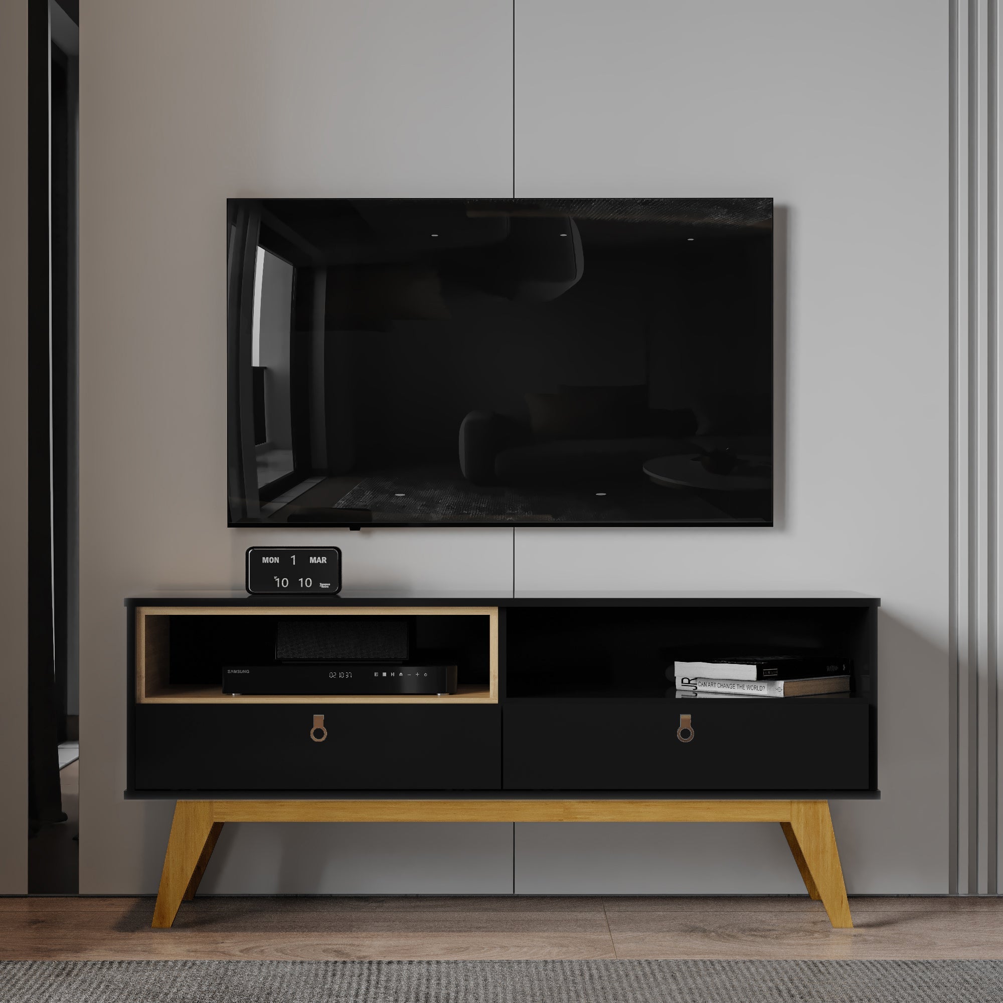 Boahaus Baltimore TV Stand | Modern Elegance with Storage for 55" TVs