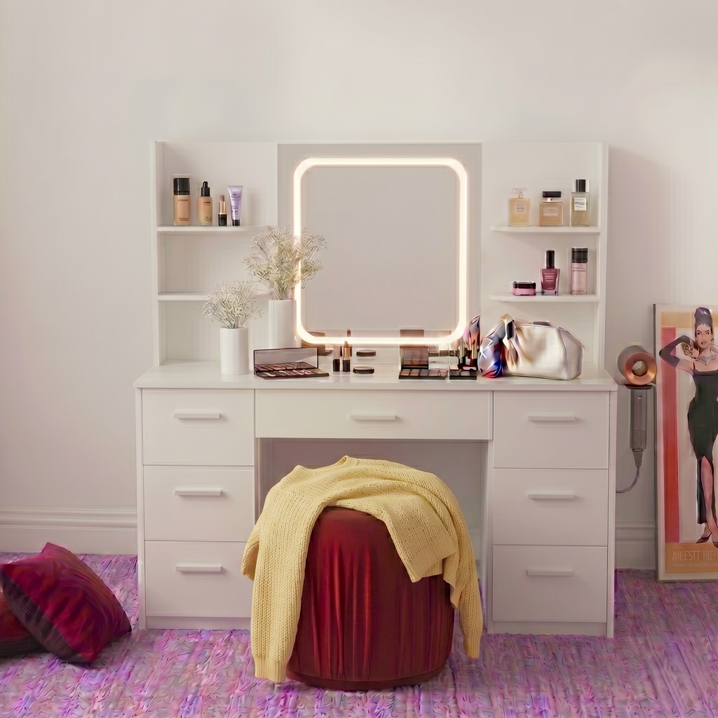 Lena Vanity Desk with LED Mirror