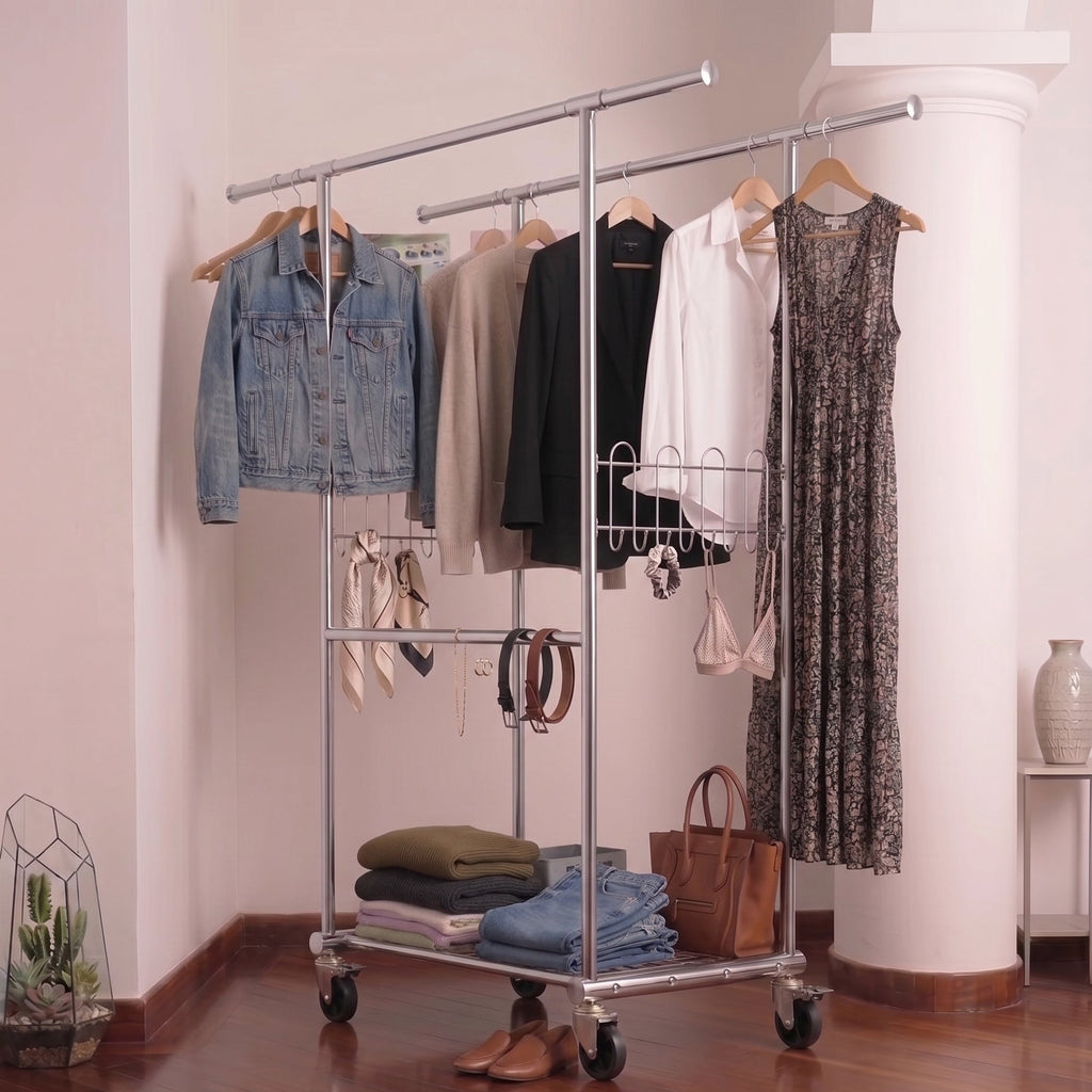 Drew Clothes Rack with Locking Wheels