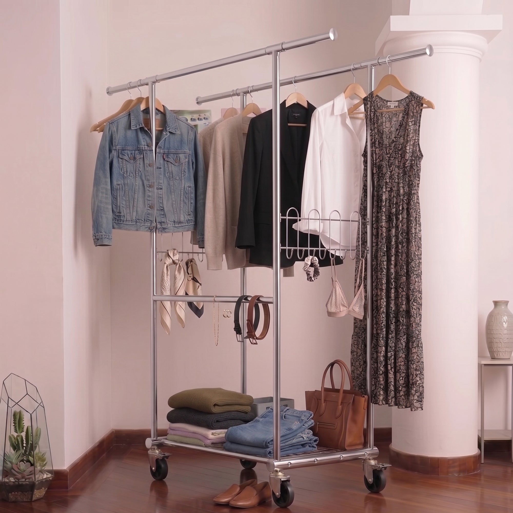 Drew Clothes Rack with Locking Wheels