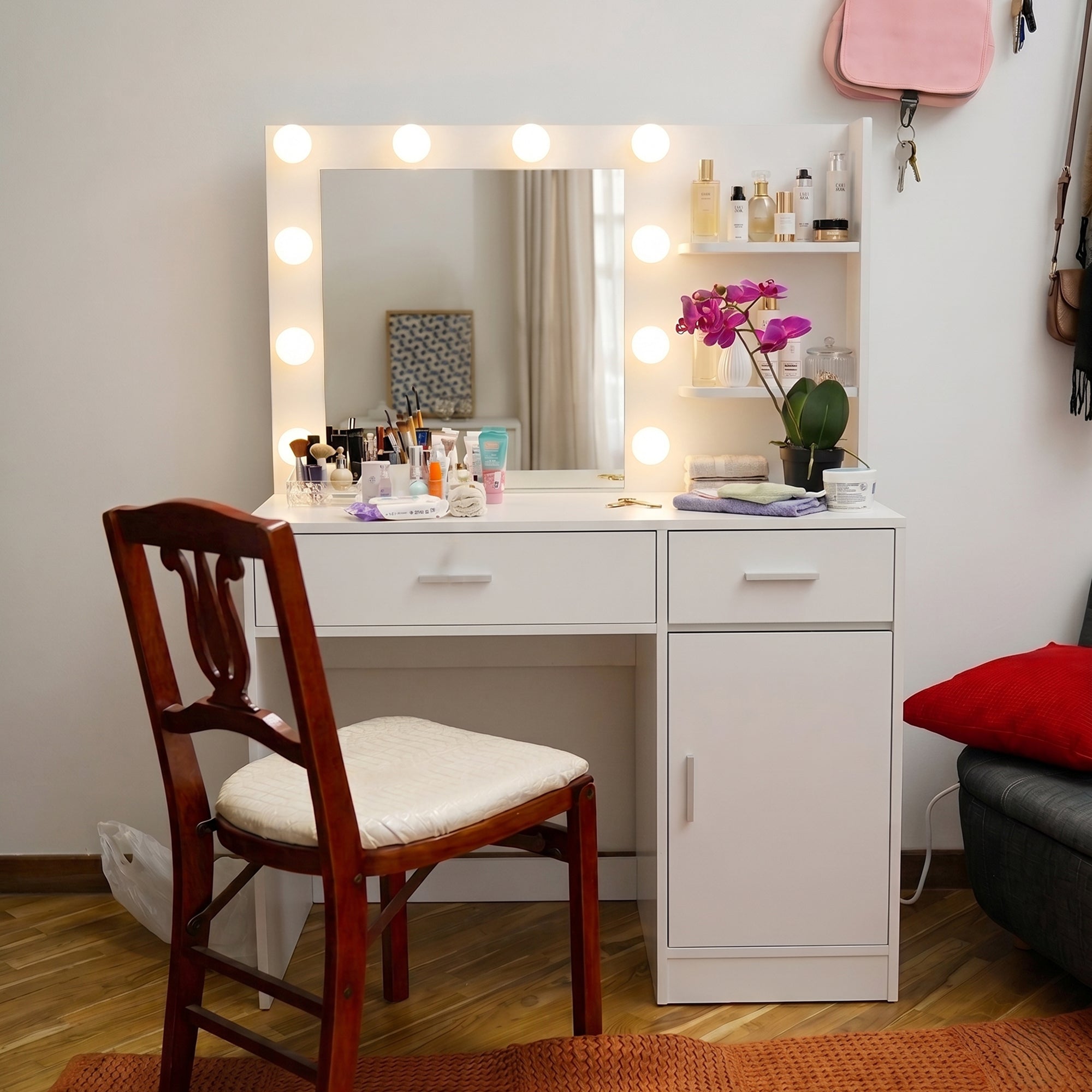 Eli Vanity Desk with Hollywood LED Lights