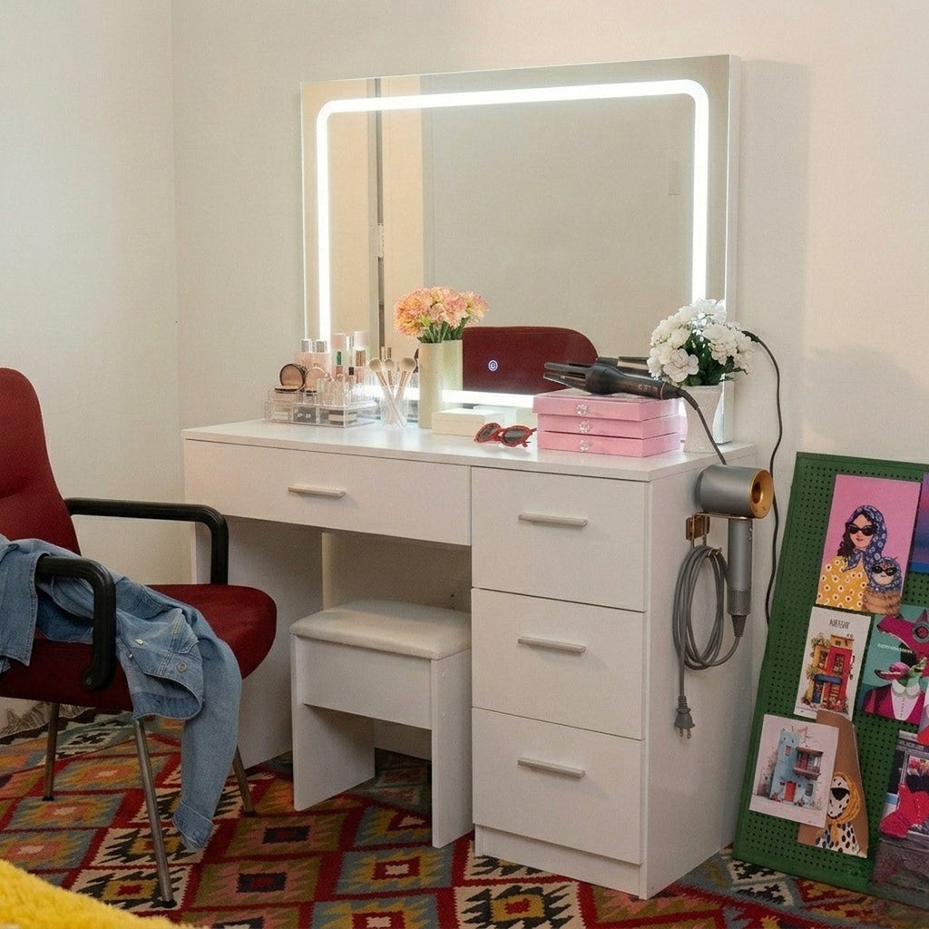 Boahaus Mila Vanity Desk with LED Mirror