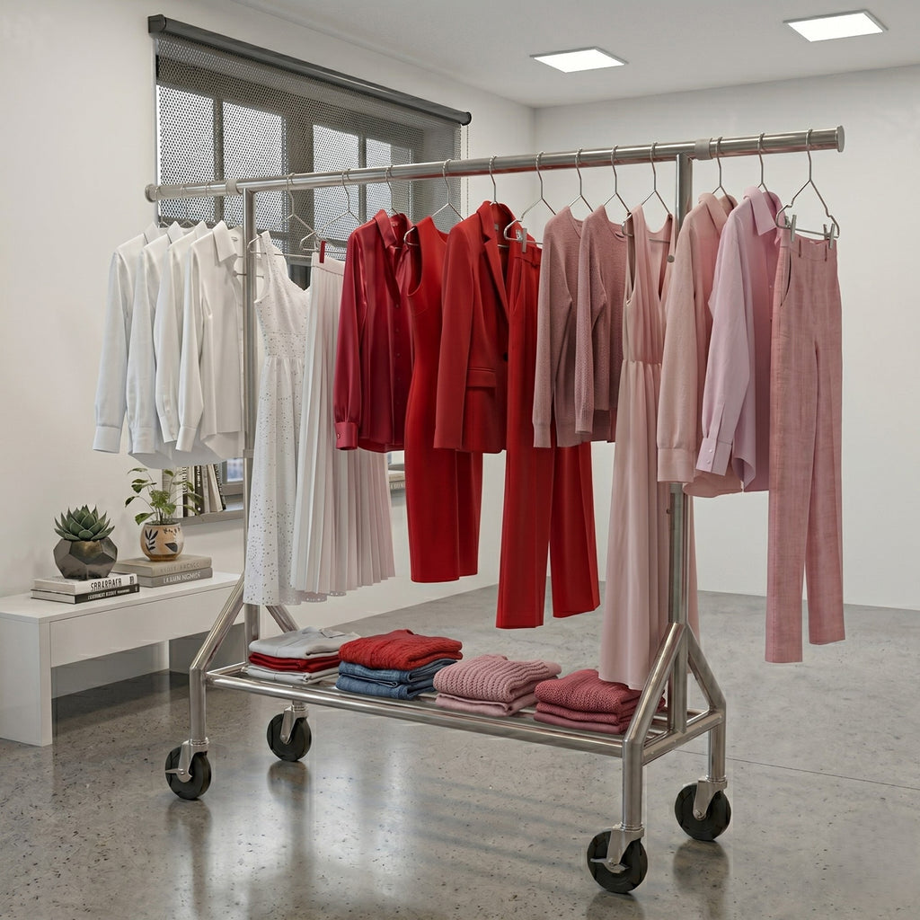 Troy Garment Rack with Double Tier Shelves