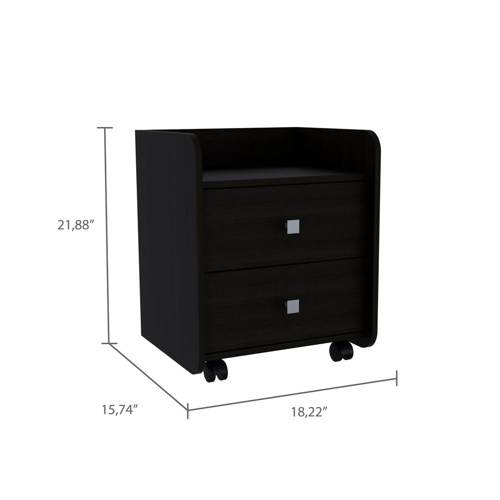 Boahaus Valencia Nightstand with 2 Drawers and Caster Wheels | Premium Design