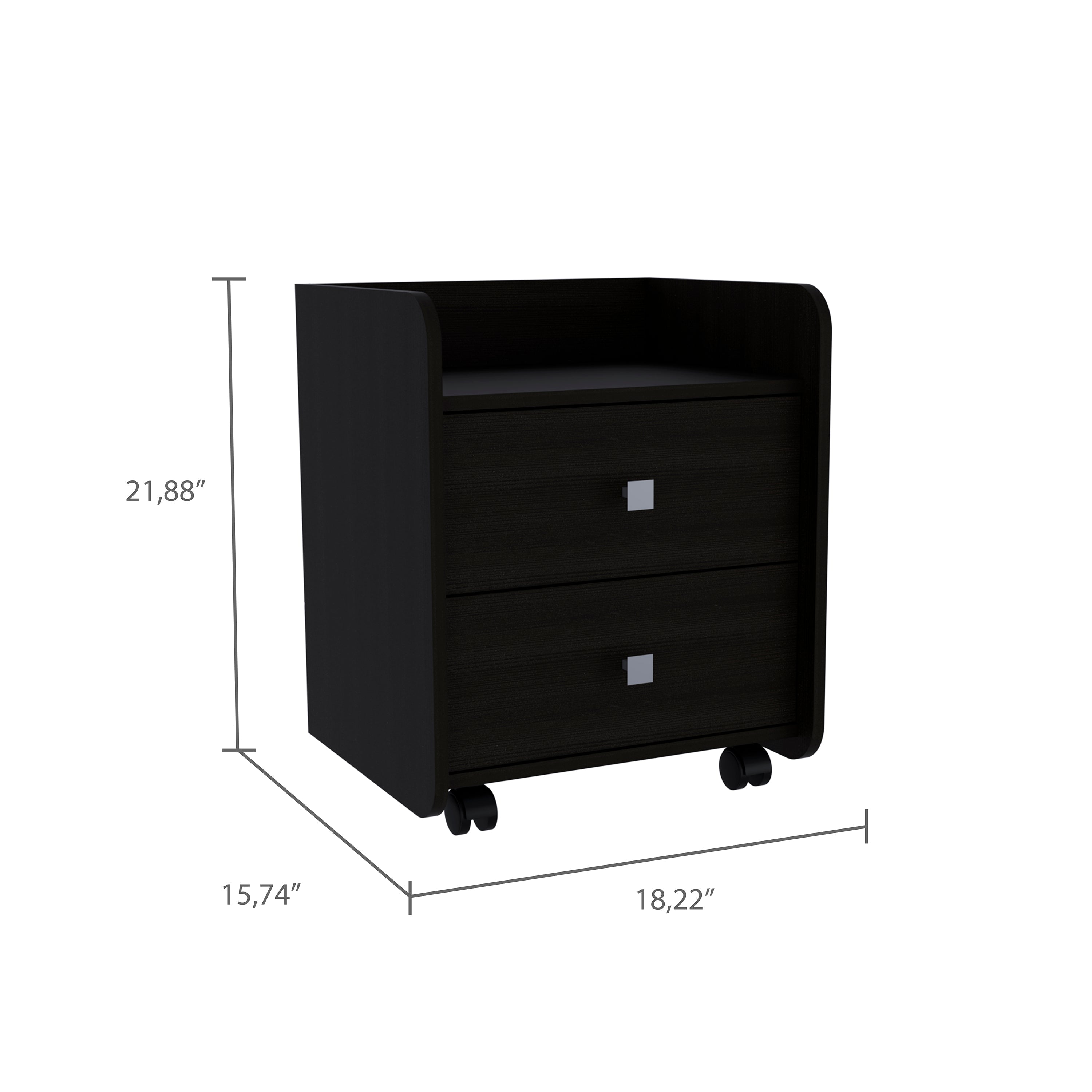 Boahaus Valencia Nightstand with 2 Drawers and Caster Wheels | Premium Design