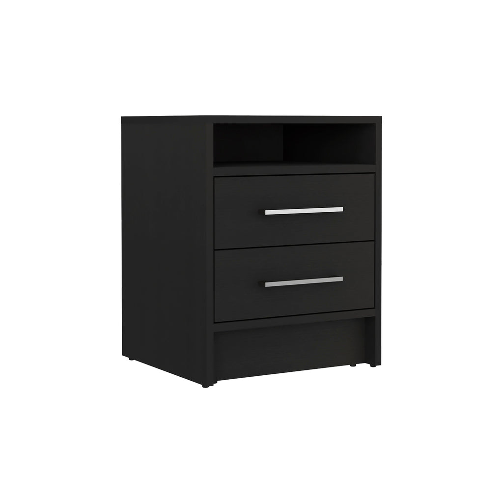 Boahaus Malaga Modern Nightstand with Open Shelf and Two Drawers | Contemporary Elegance