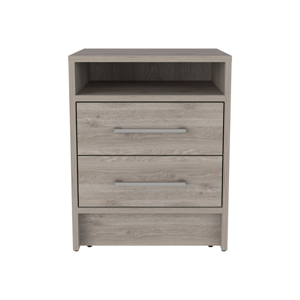 Boahaus Malaga Modern Nightstand with Open Shelf and Two Drawers | Contemporary Elegance