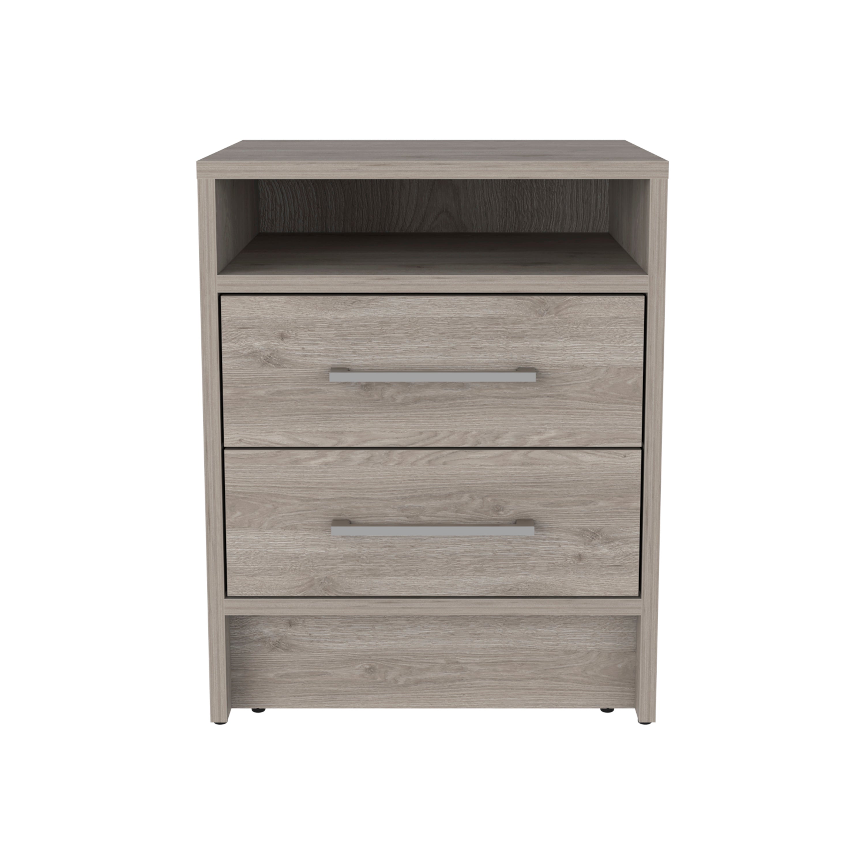 Boahaus Malaga Modern Nightstand with Open Shelf and Two Drawers | Contemporary Elegance