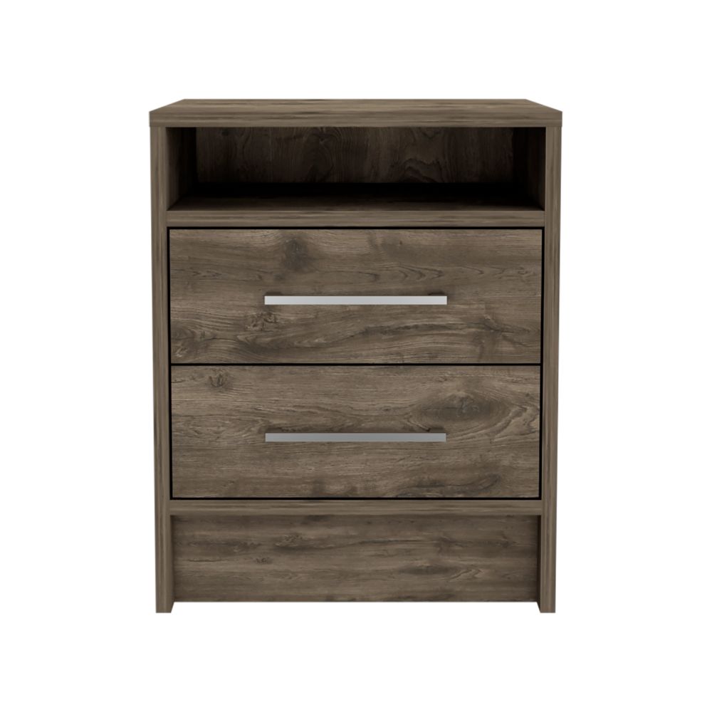 Boahaus Malaga Modern Nightstand with Open Shelf and Two Drawers | Contemporary Elegance