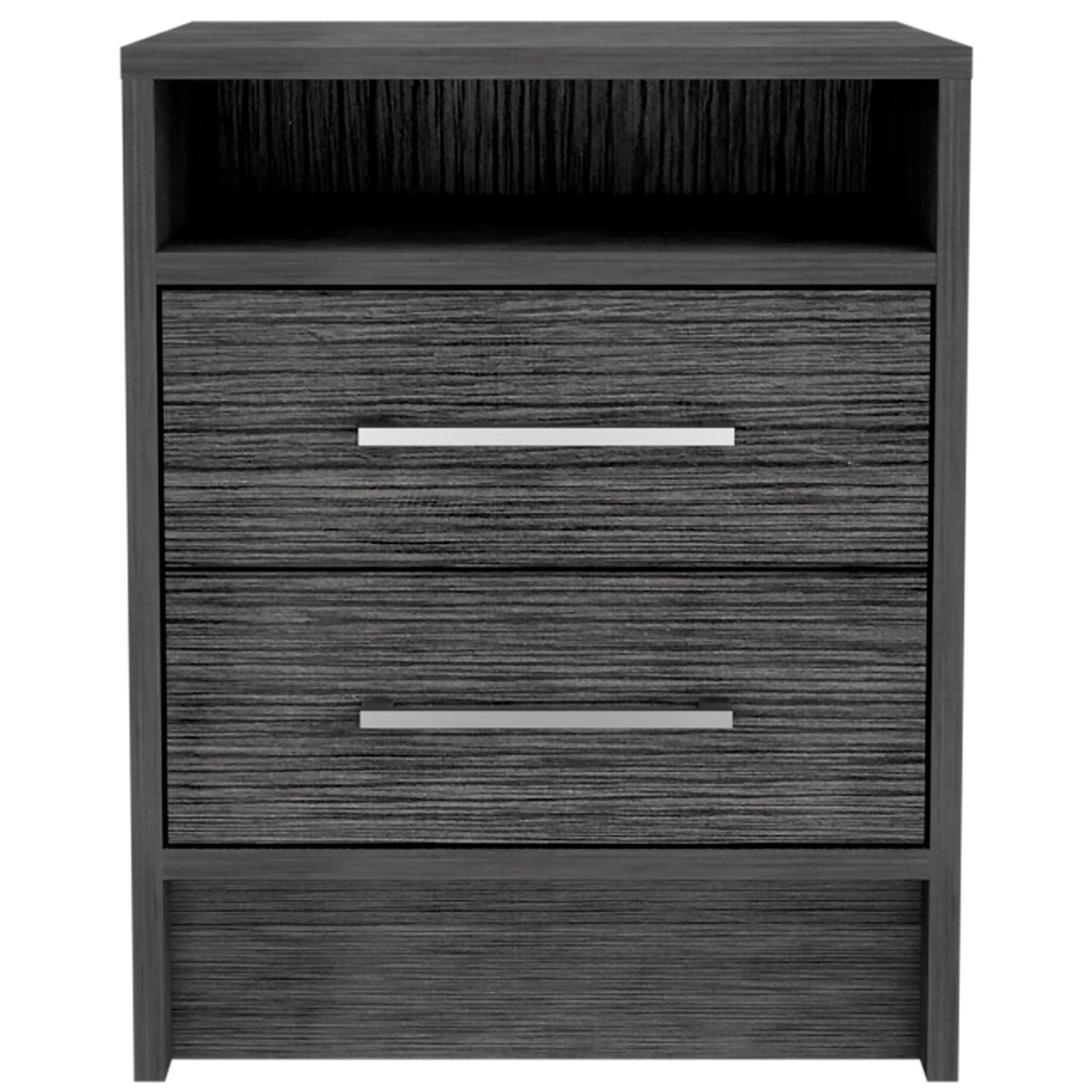 Boahaus Malaga Modern Nightstand with Open Shelf and Two Drawers | Contemporary Elegance