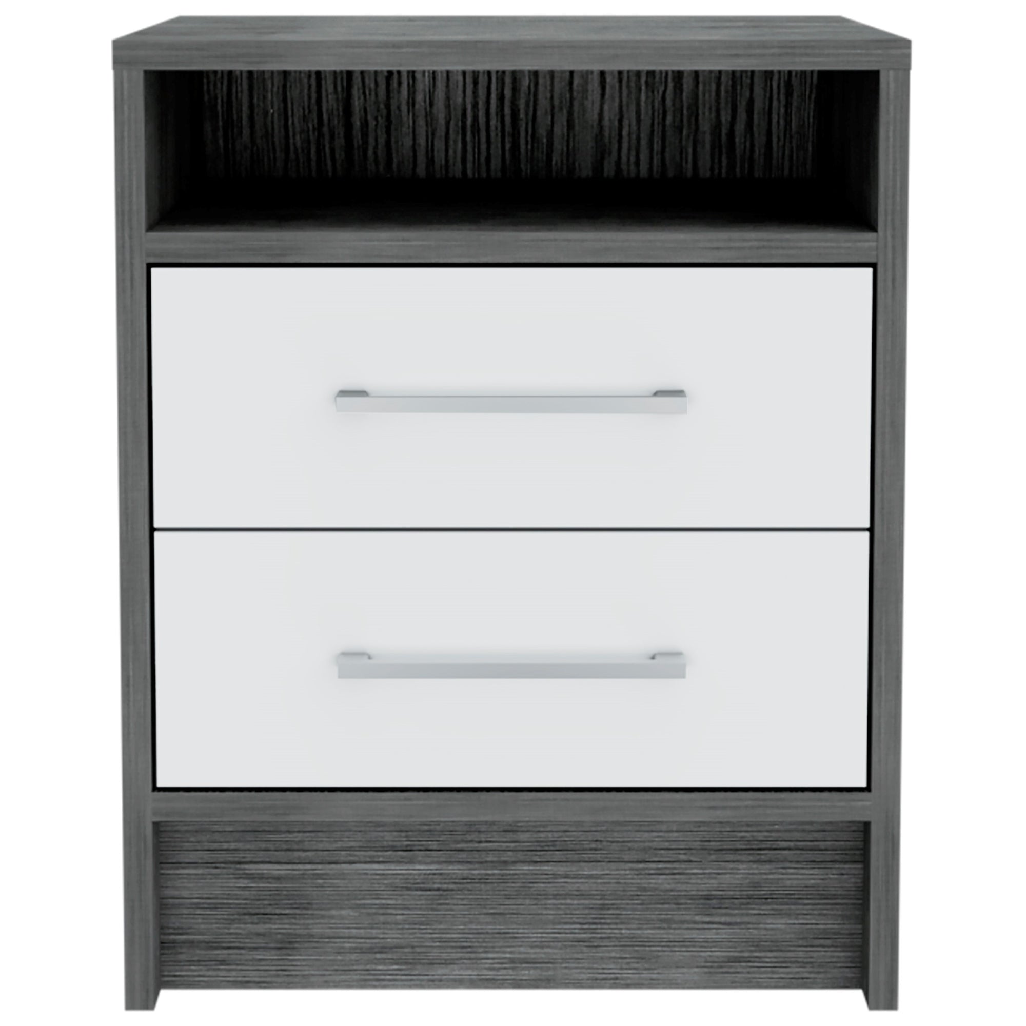Boahaus Malaga Modern Nightstand with Open Shelf and Two Drawers | Contemporary Elegance