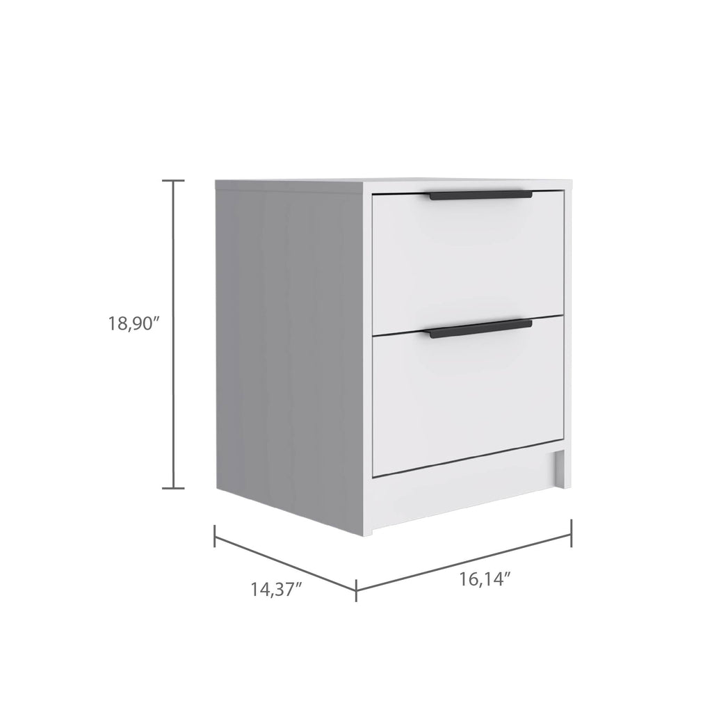 Boahaus Toledo Nightstand with Two Drawers | White Premium Design