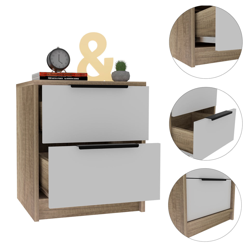 Boahaus Toledo Nightstand with Two Drawers | White Premium Design