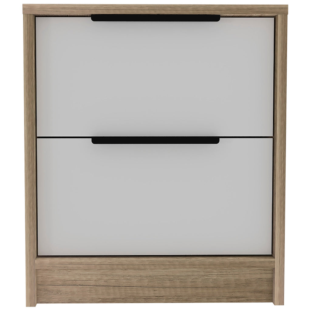 Boahaus Toledo Nightstand with Two Drawers | White Premium Design