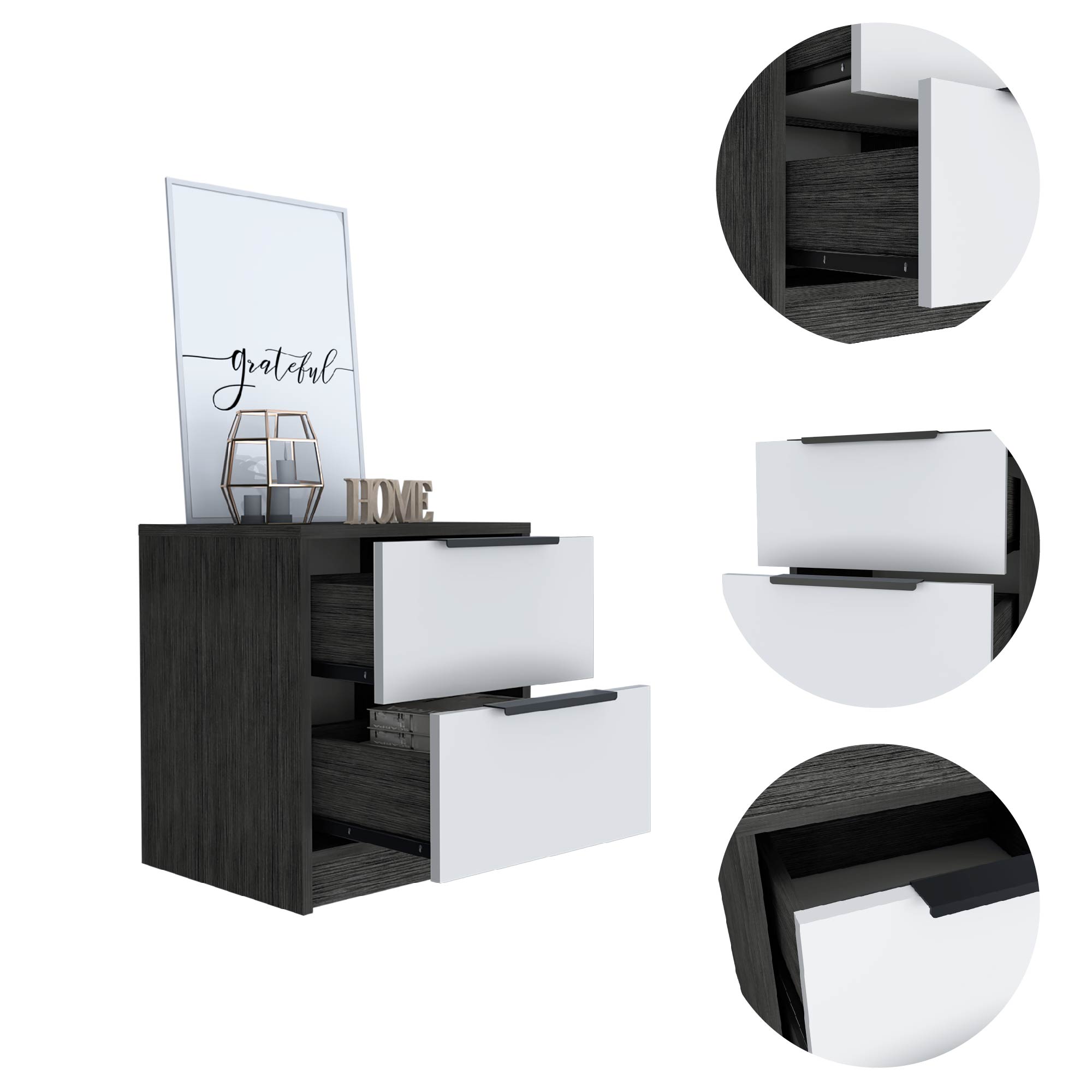 Boahaus Toledo Nightstand with Two Drawers | White Premium Design
