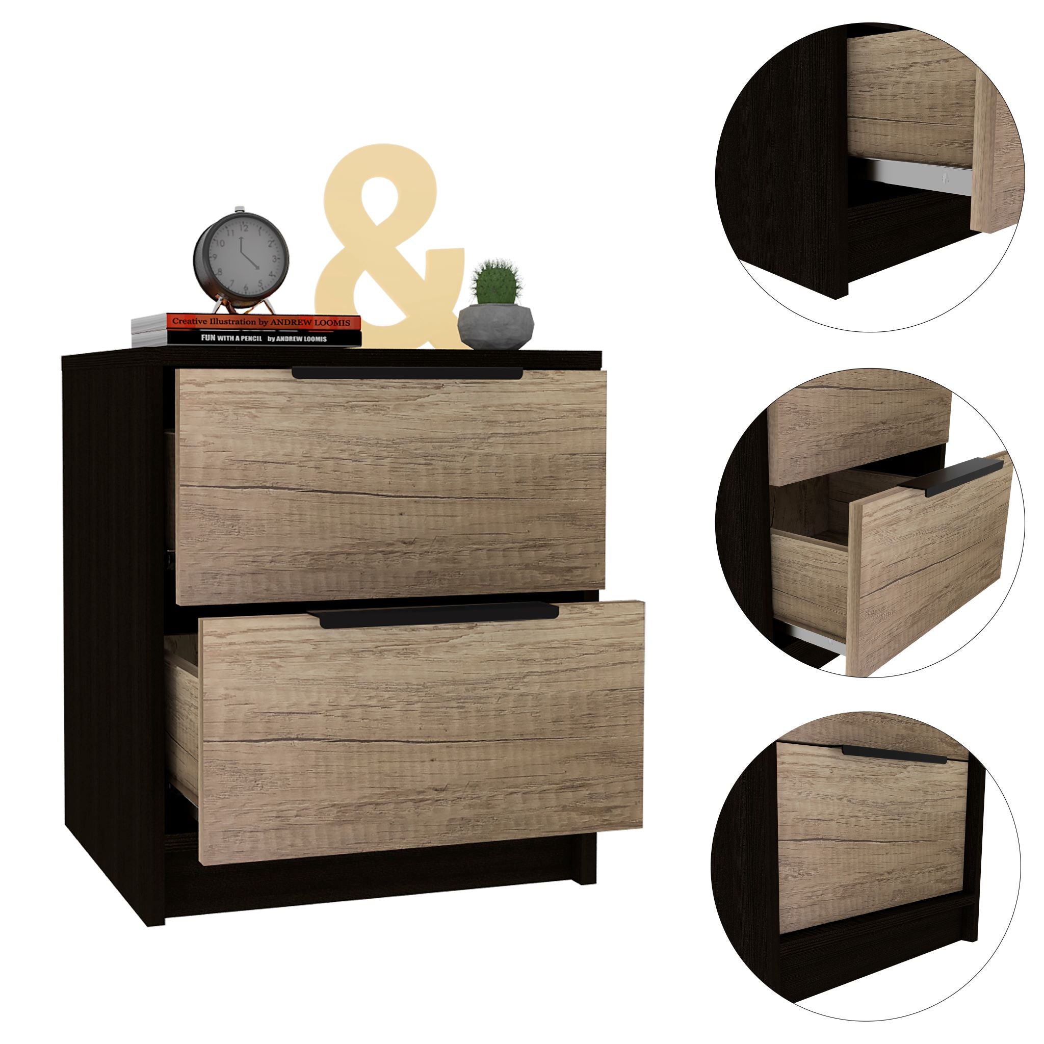 Boahaus Toledo Nightstand with Two Drawers | White Premium Design