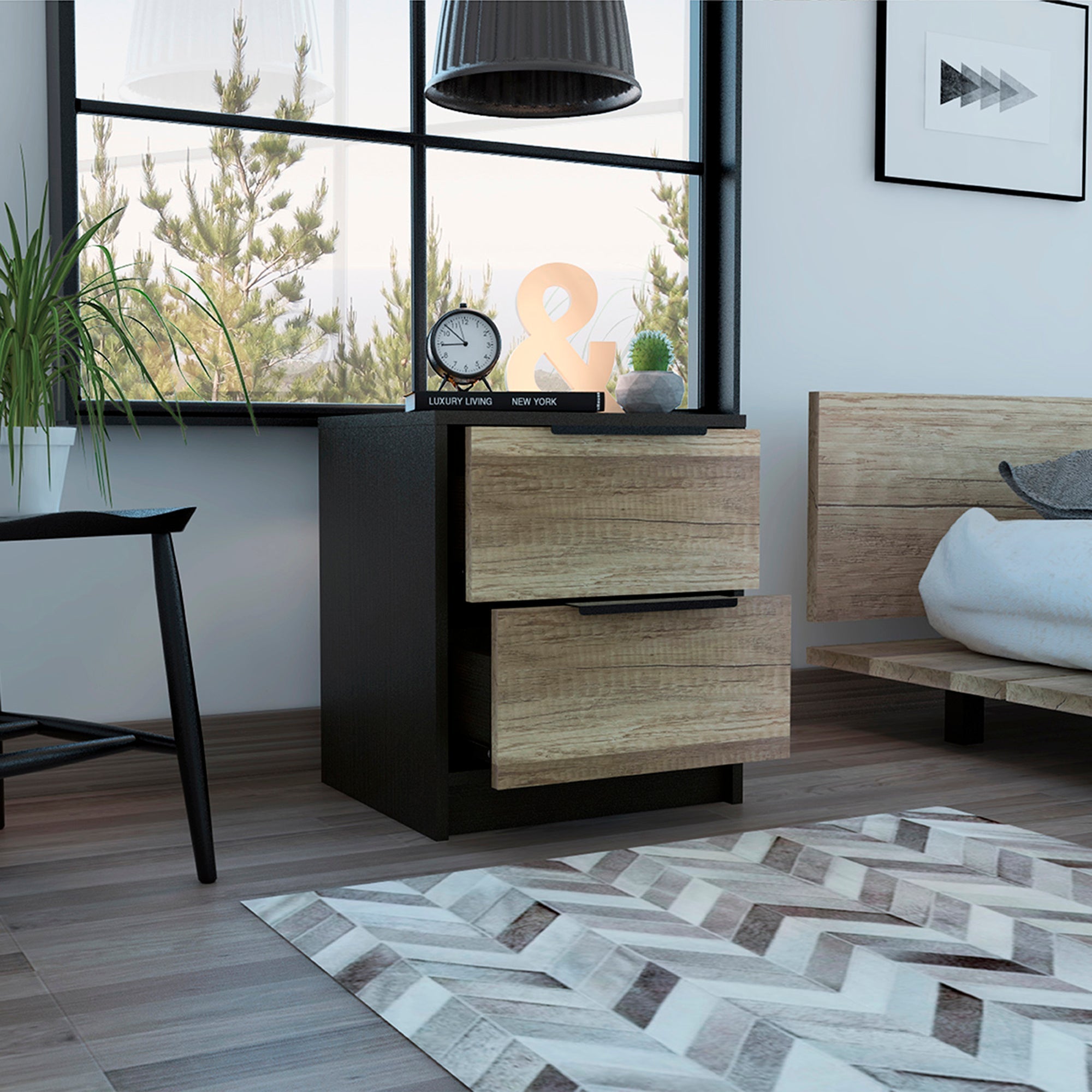 Boahaus Toledo Nightstand with Two Drawers | White Premium Design