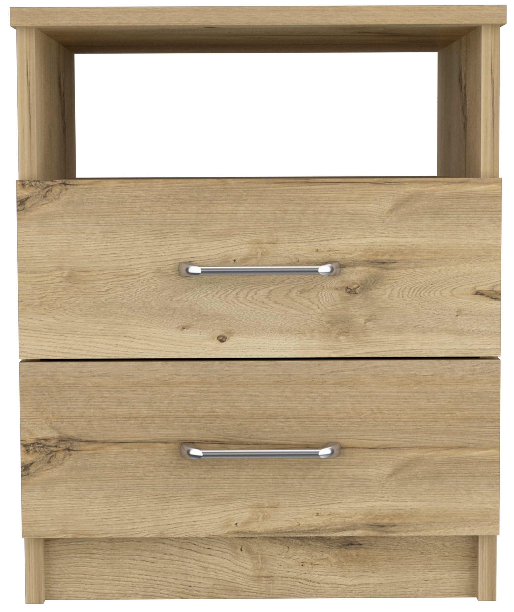 Boahaus Palma Nightstand with Two Drawers and Open Compartment | Black Premium Design