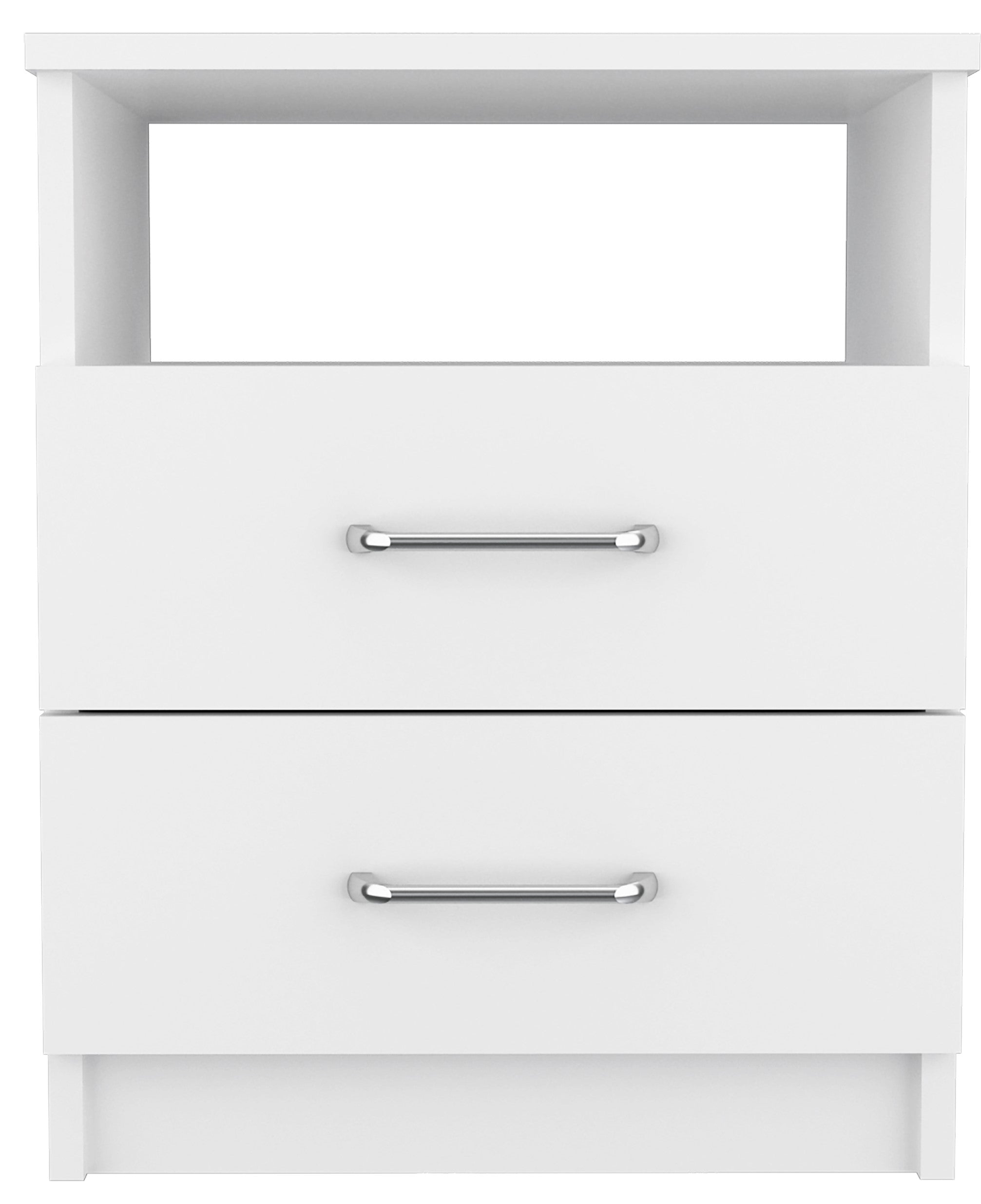 Boahaus Palma Nightstand with Two Drawers and Open Compartment | Black Premium Design