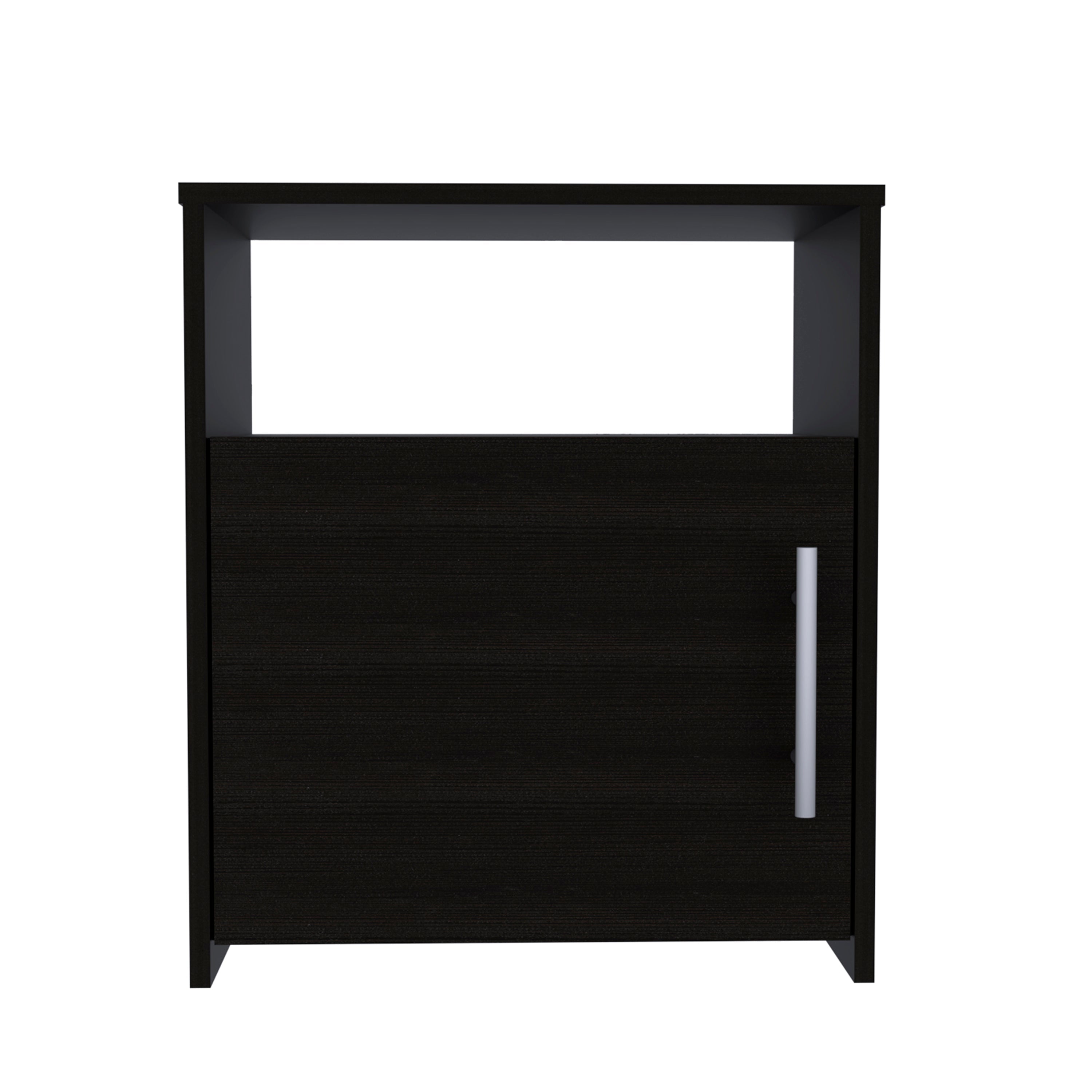 Boahaus Bilbao Nightstand with Cabinet and Open Shelf | Black Premium Design