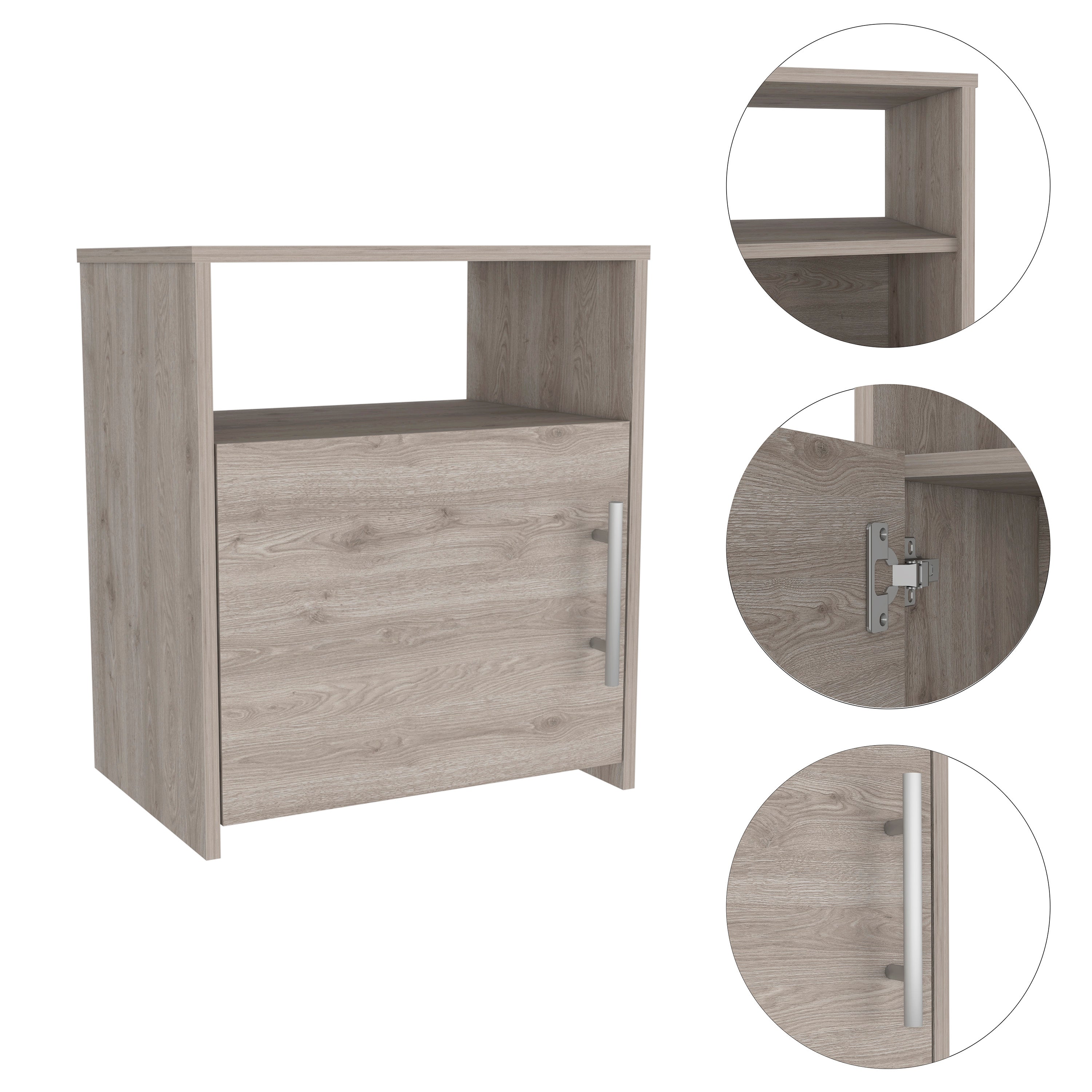 Boahaus Bilbao Nightstand with Cabinet and Open Shelf | Black Premium Design