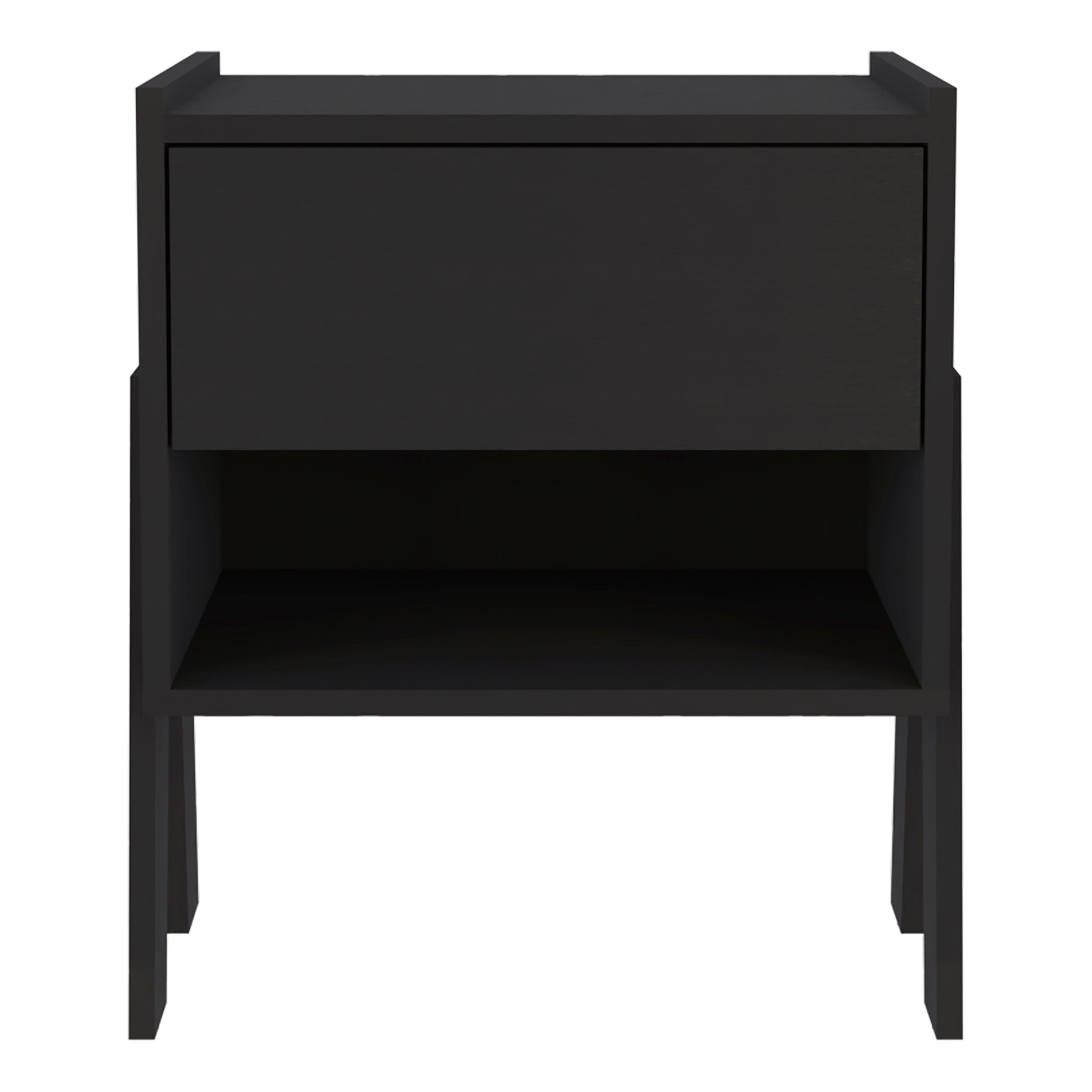 Boahaus Sevilla Nightstand with Drawer and Open Shelf | Natural Wood Premium Design