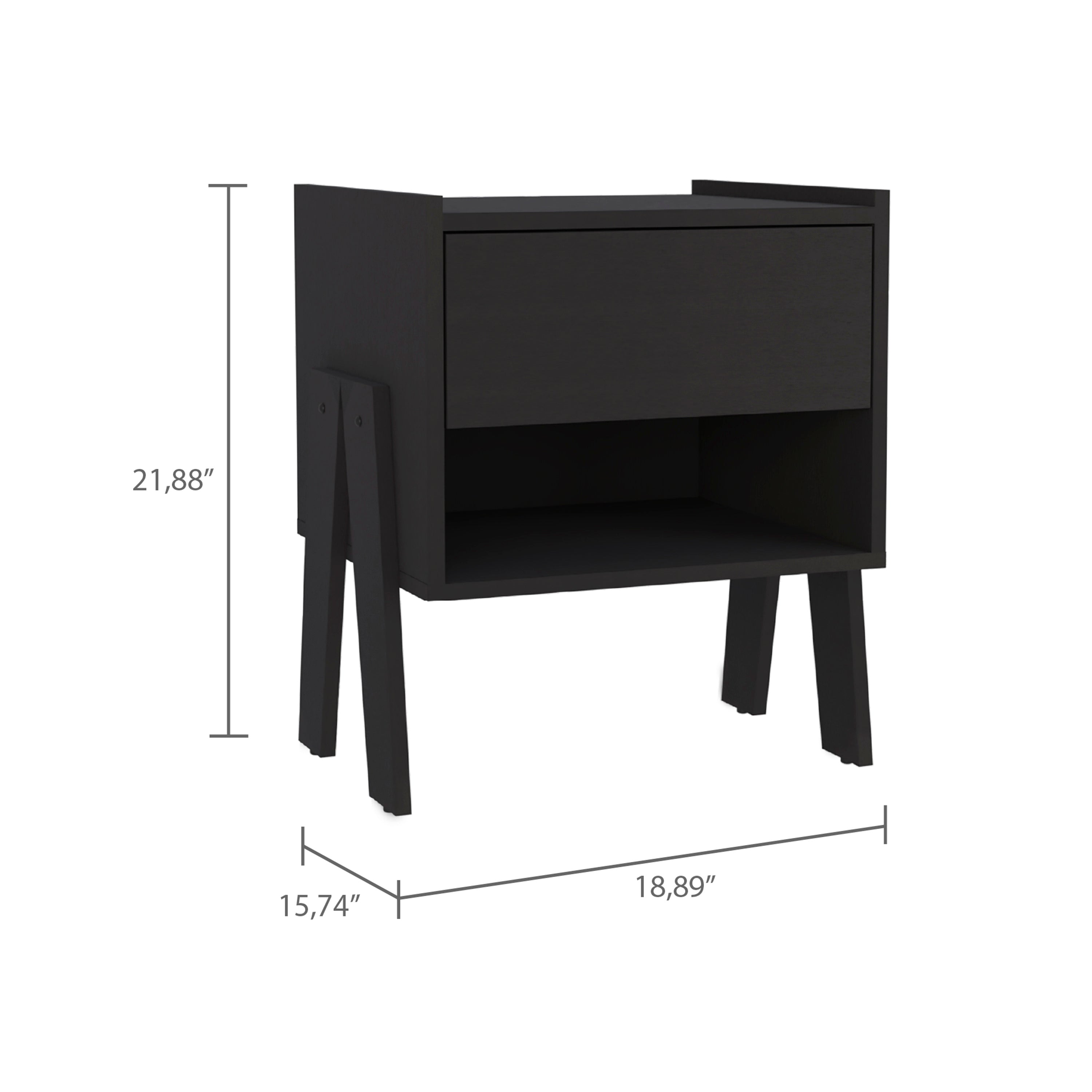 Boahaus Sevilla Nightstand with Drawer and Open Shelf | Natural Wood Premium Design