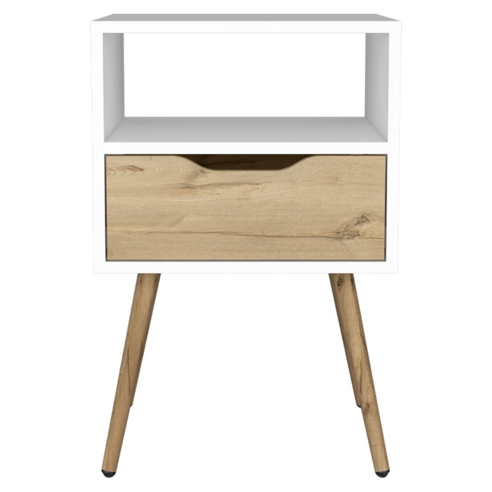 Boahaus Lugo Nightstand with Drawer and Open Shelf | Walnut Premium Design