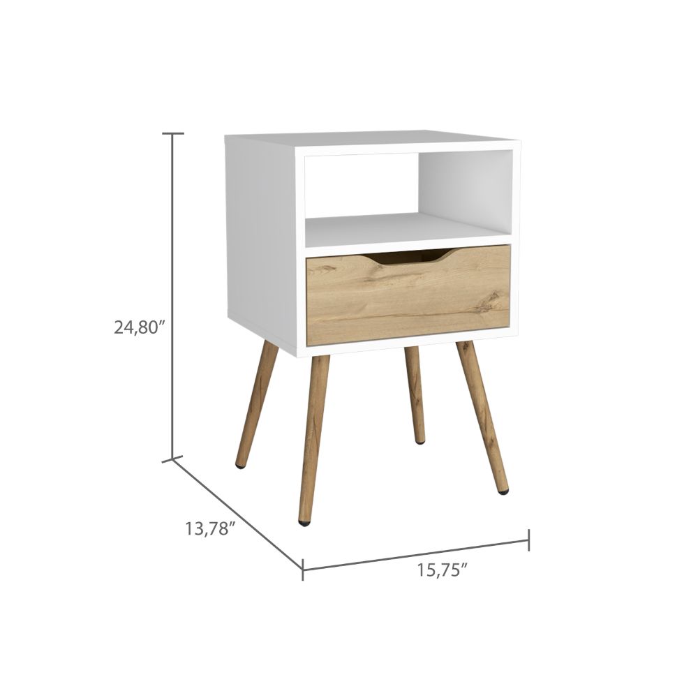 Boahaus Lugo Nightstand with Drawer and Open Shelf | Walnut Premium Design