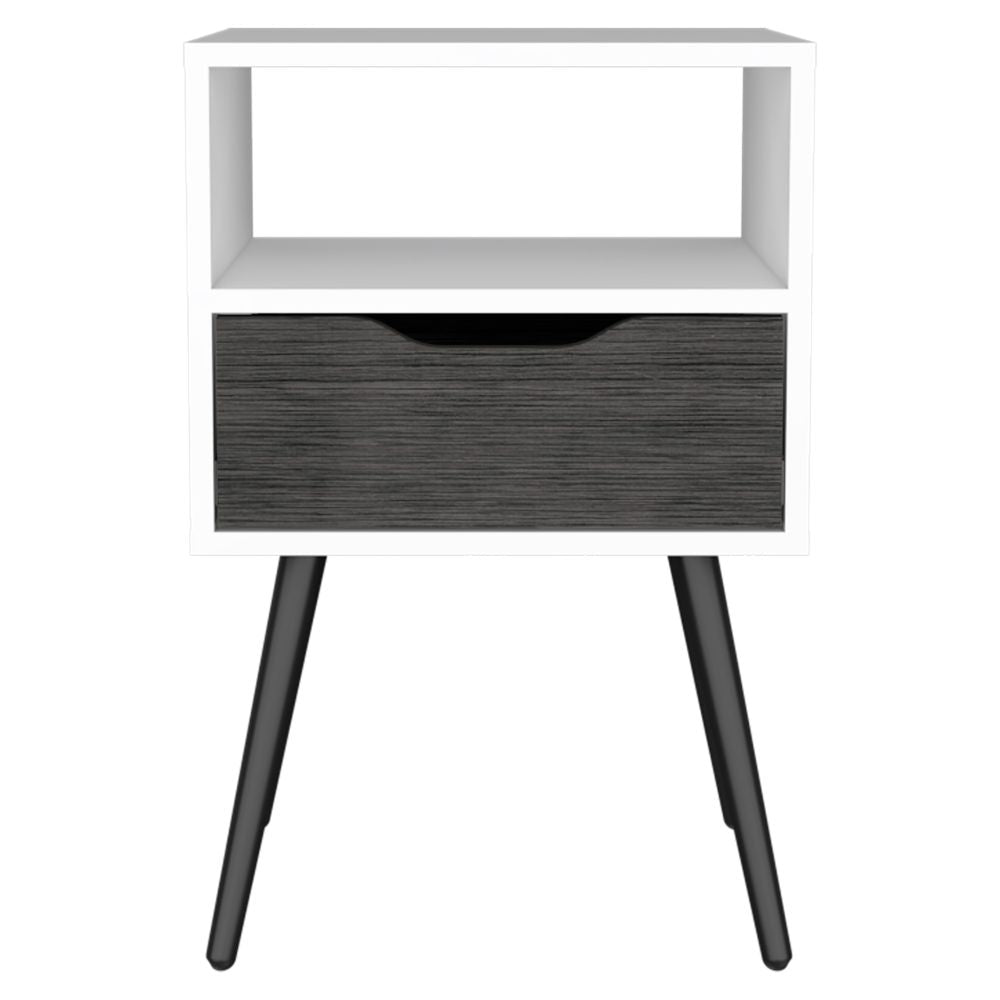 Boahaus Lugo Nightstand with Drawer and Open Shelf | Walnut Premium Design