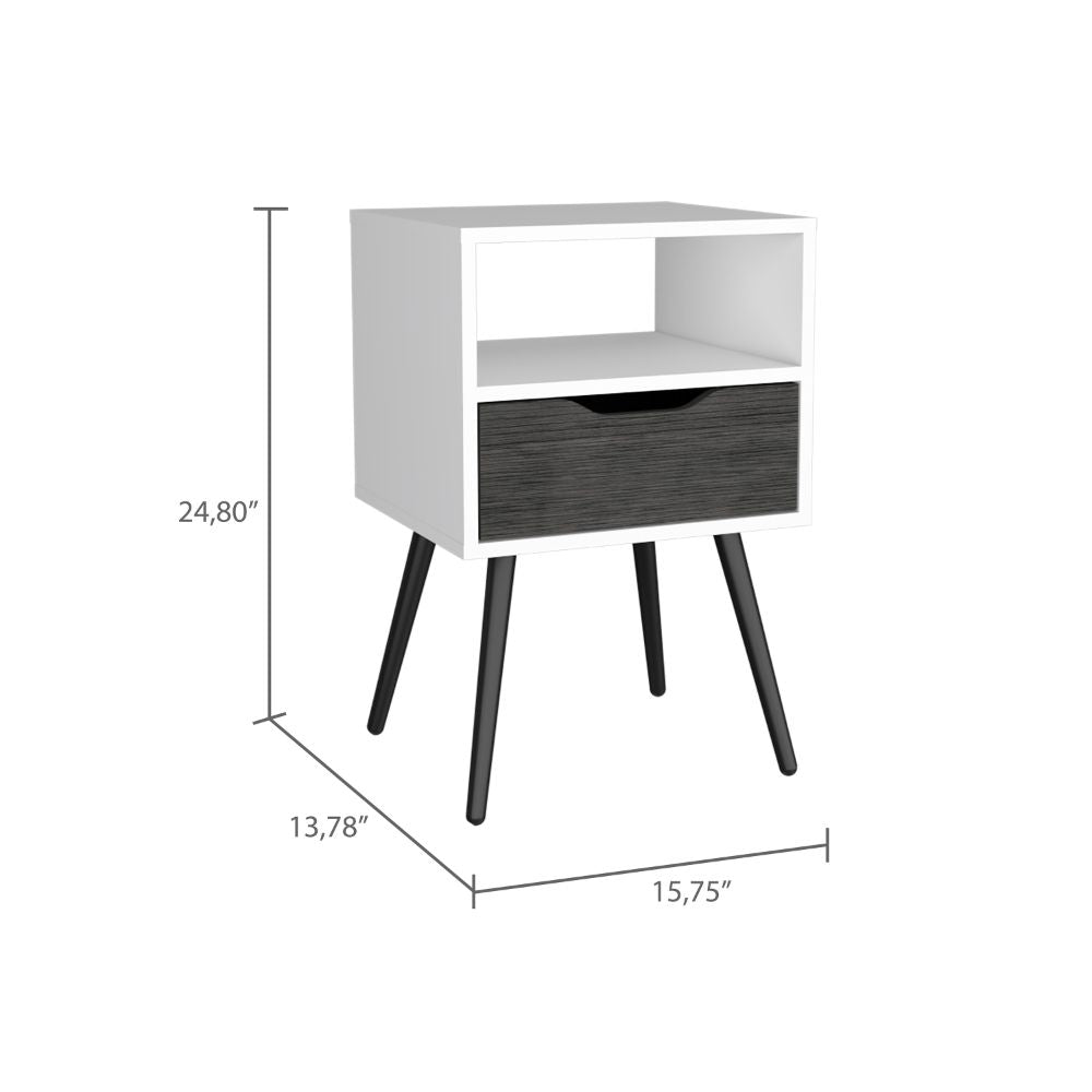 Boahaus Lugo Nightstand with Drawer and Open Shelf | Walnut Premium Design