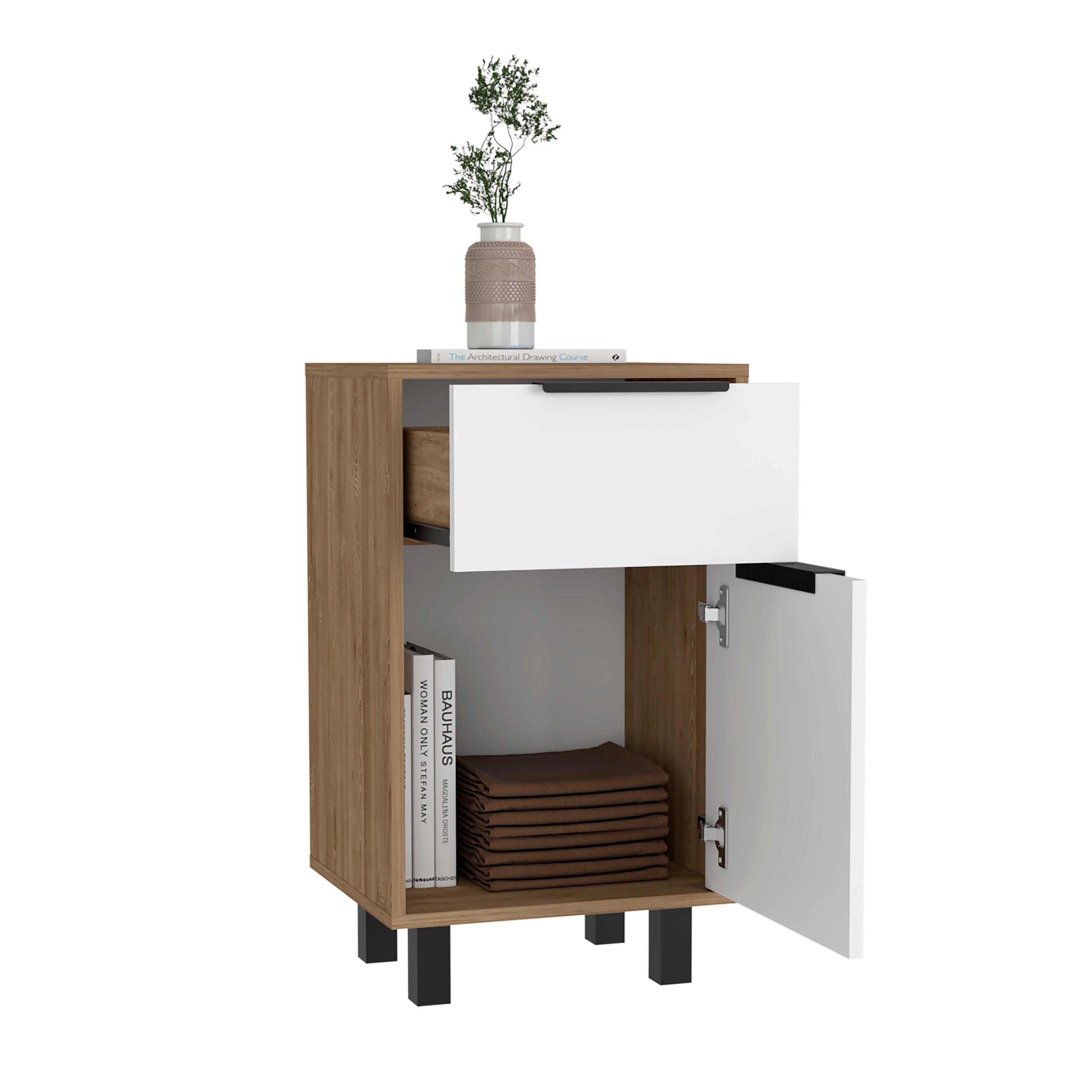 Boahaus Murcia Nightstand with One Drawer and One Cabinet | Sophisticated Design