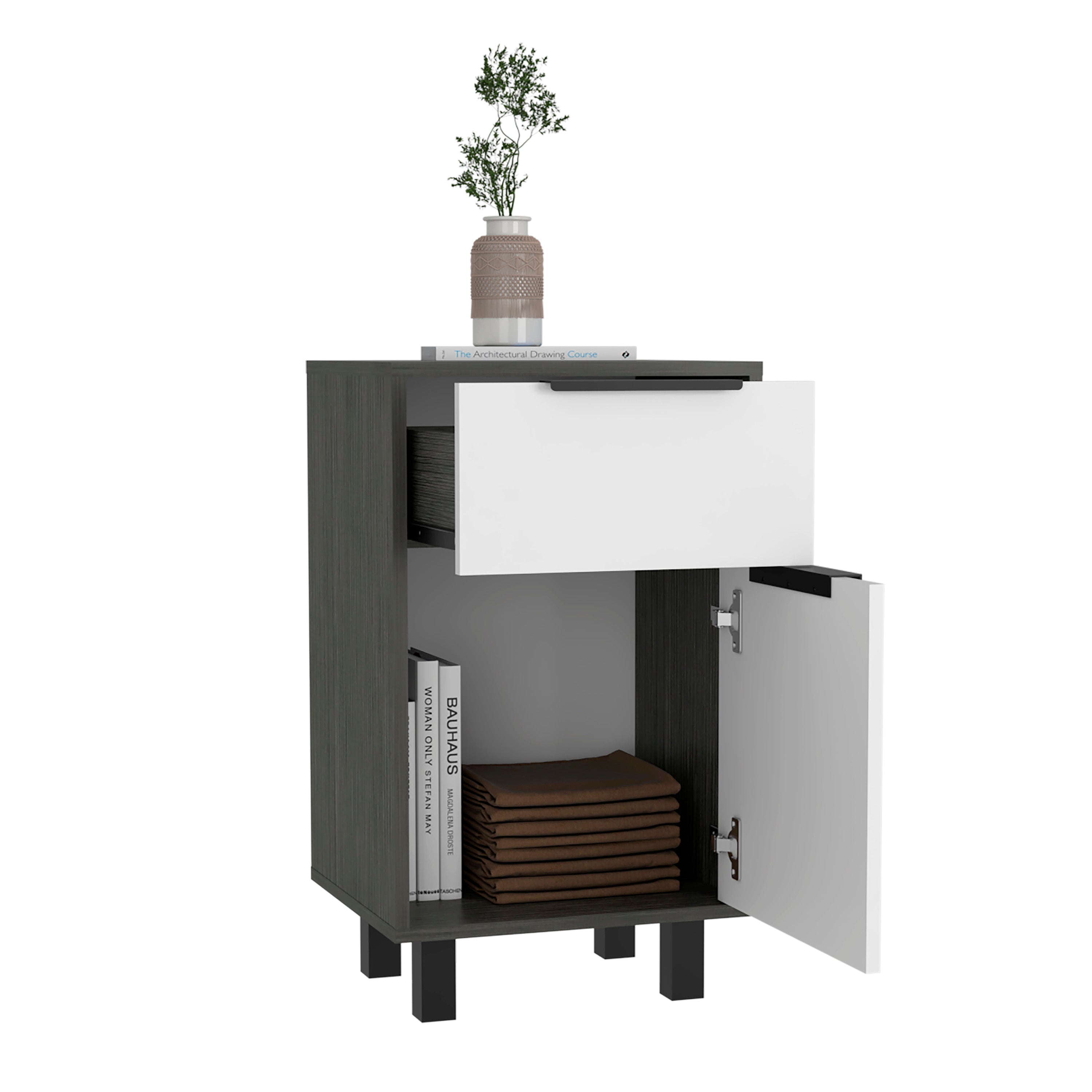 Boahaus Murcia Nightstand with One Drawer and One Cabinet | Sophisticated Design