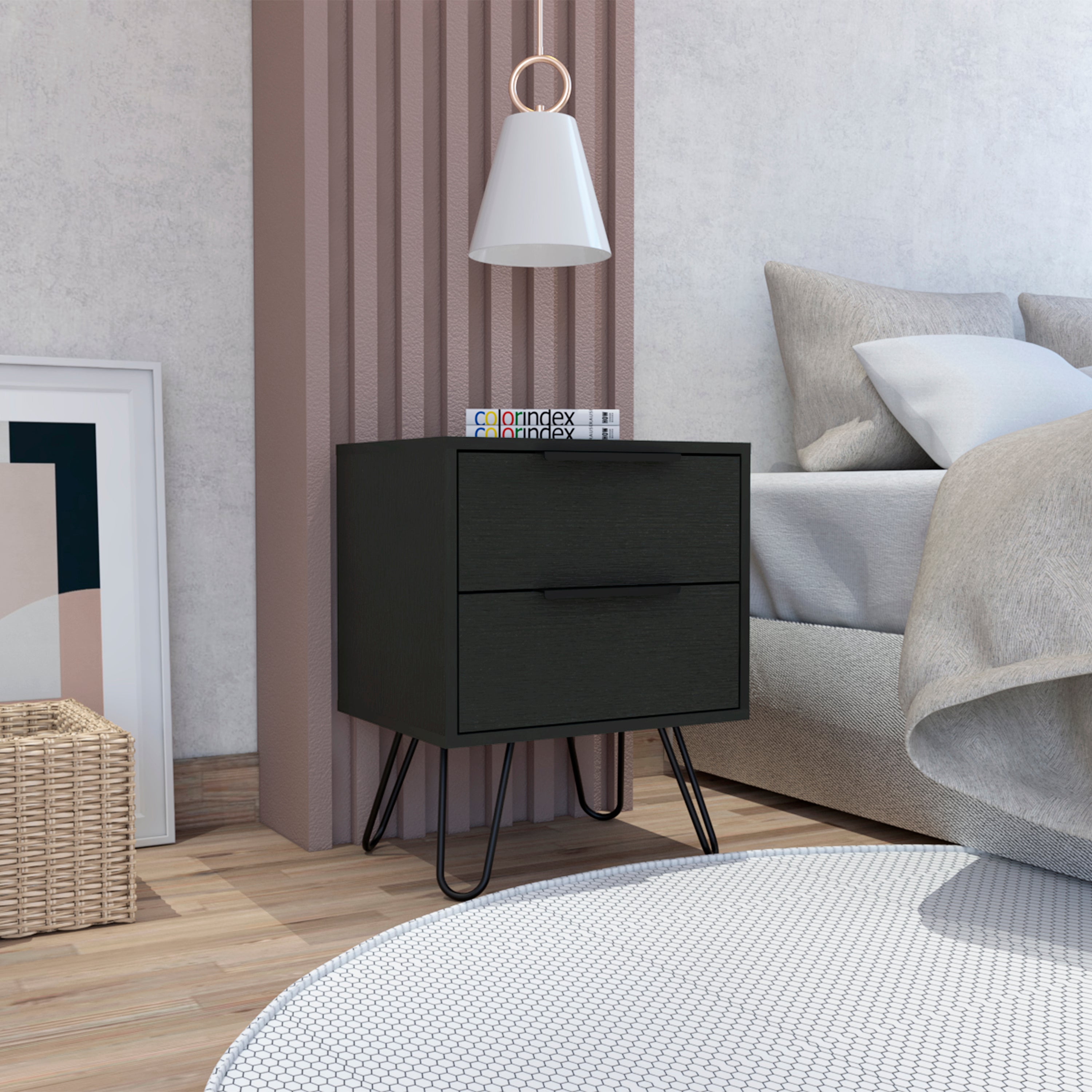 Boahaus Benidorm Nightstand with Two Storage Drawers | Modern Sophistication