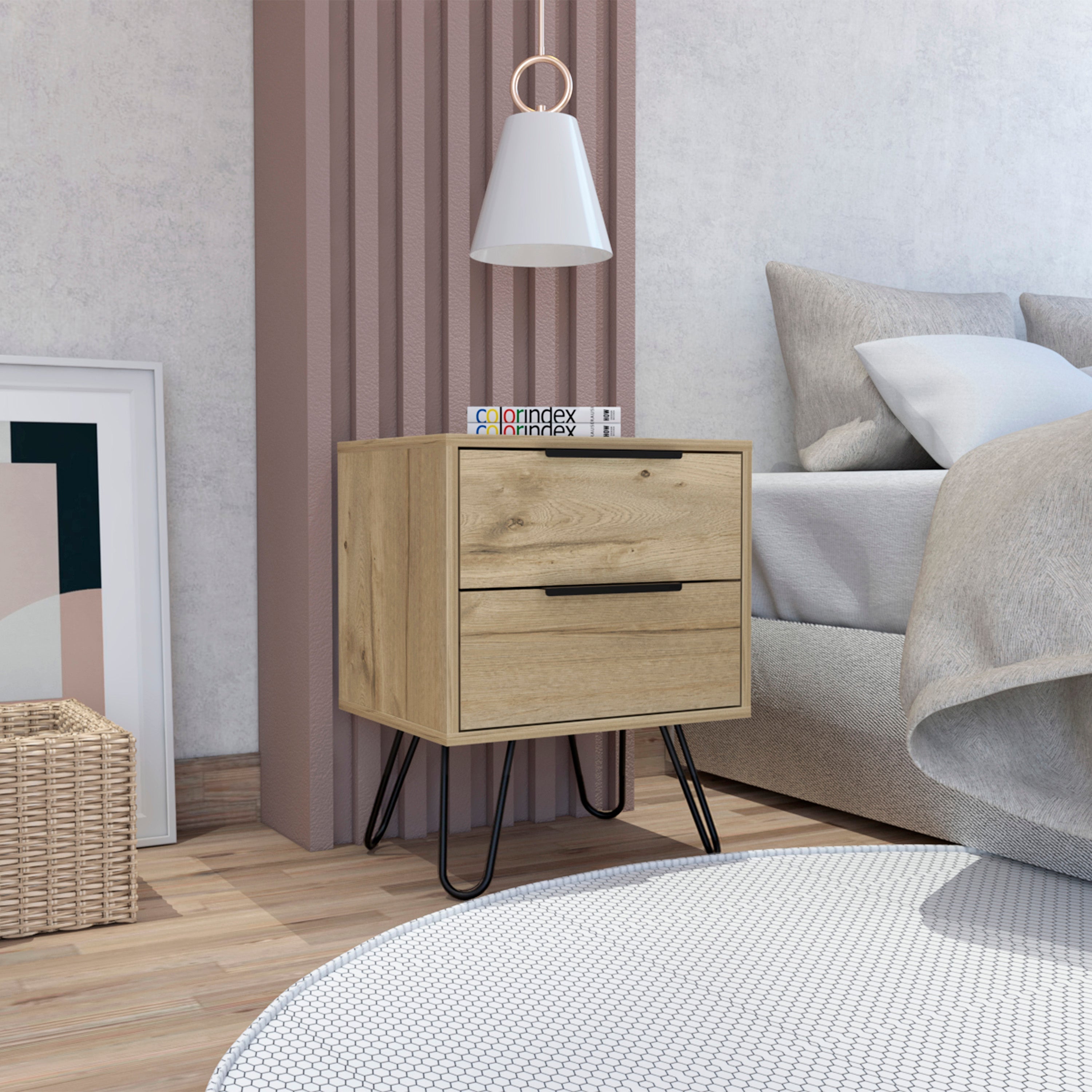 Boahaus Benidorm Nightstand with Two Storage Drawers | Modern Sophistication