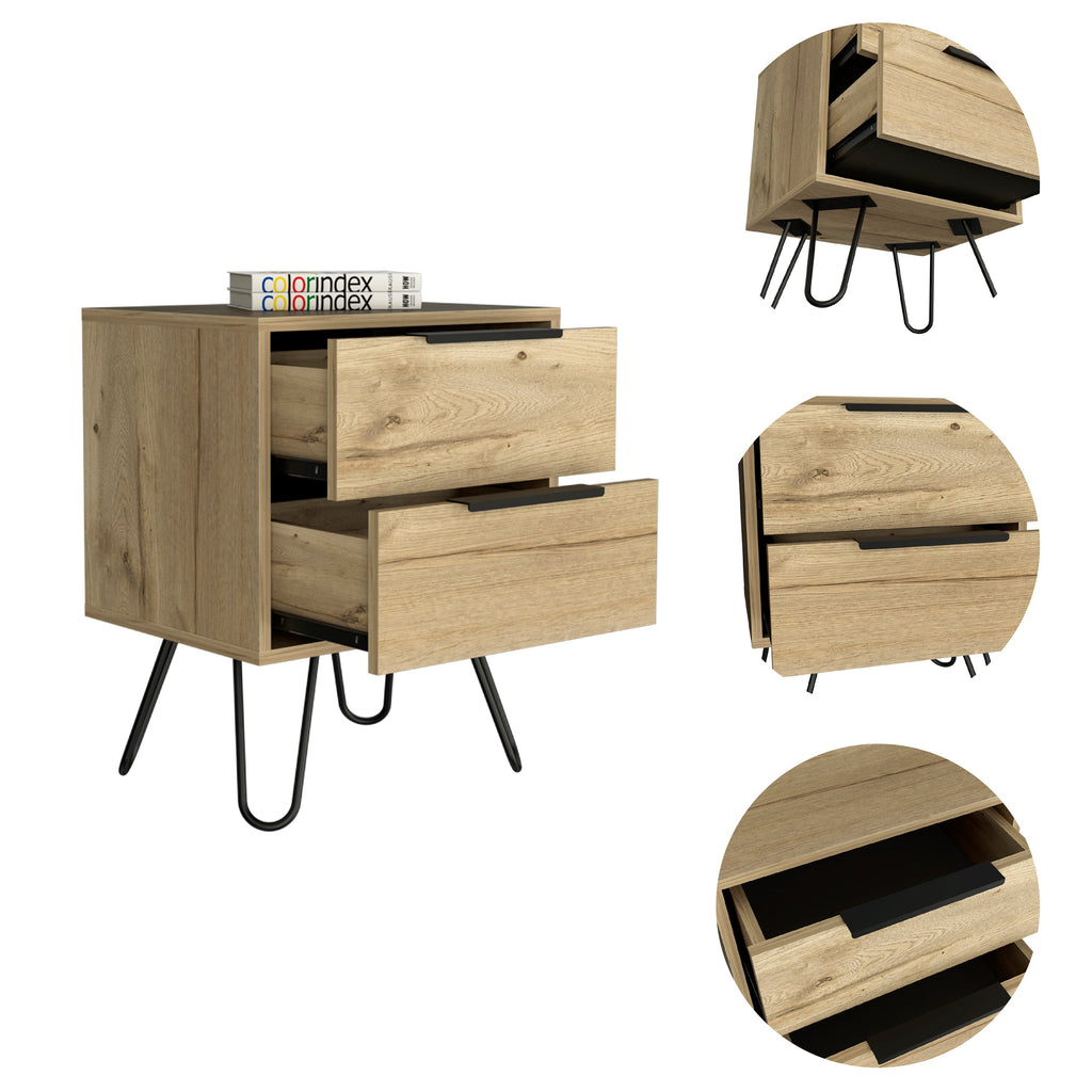 Boahaus Benidorm Nightstand with Two Storage Drawers | Modern Sophistication