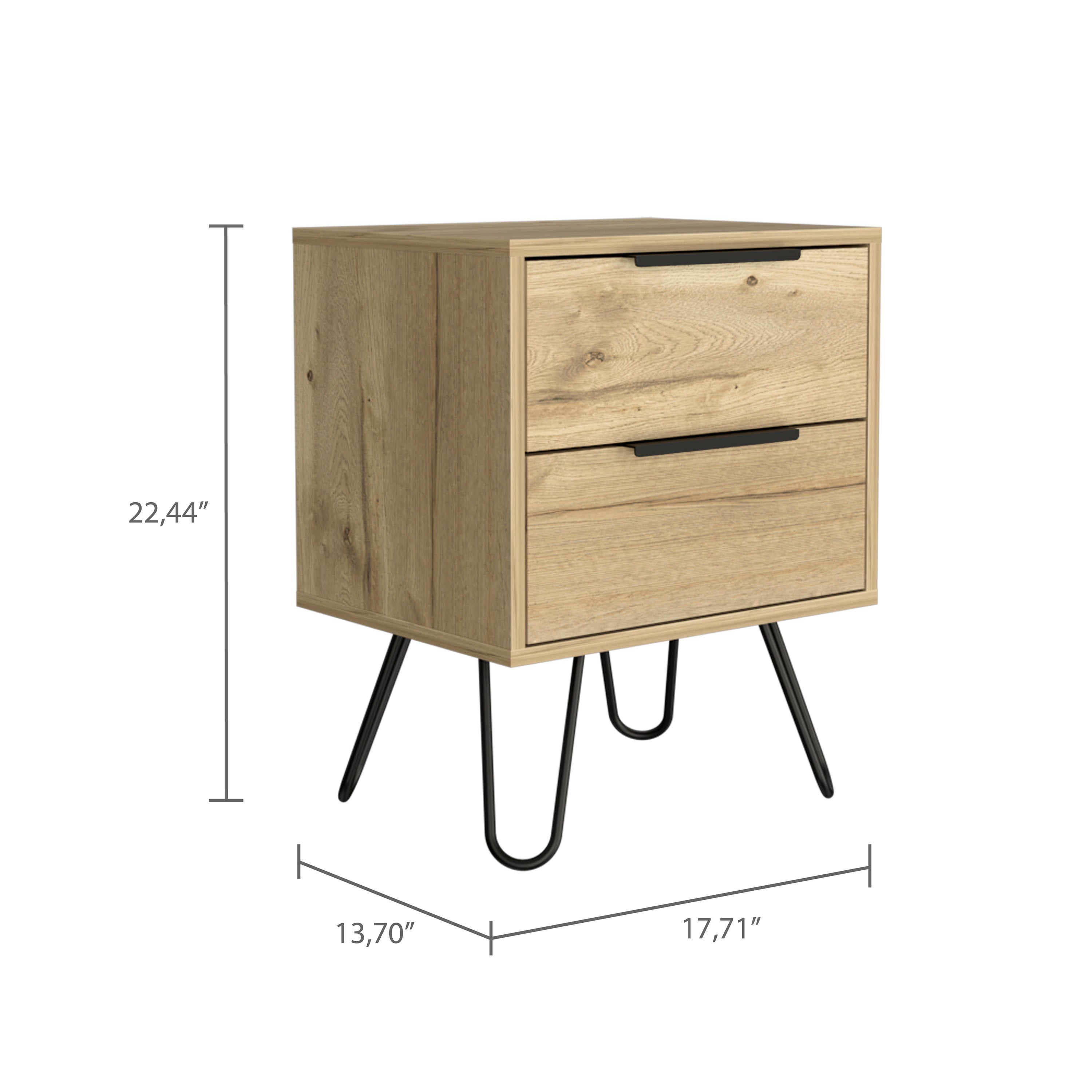 Boahaus Benidorm Nightstand with Two Storage Drawers | Modern Sophistication
