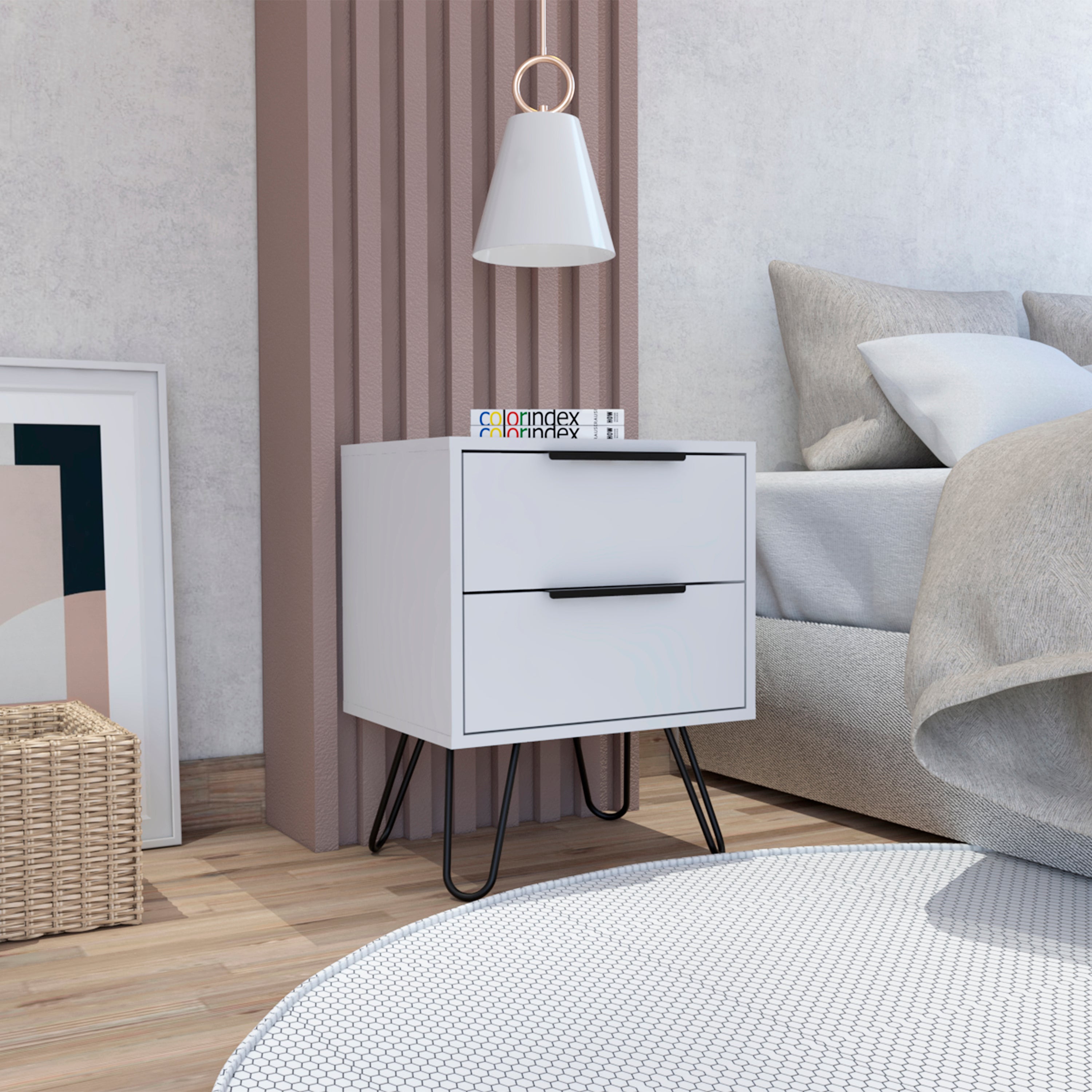 Boahaus Benidorm Nightstand with Two Storage Drawers | Modern Sophistication