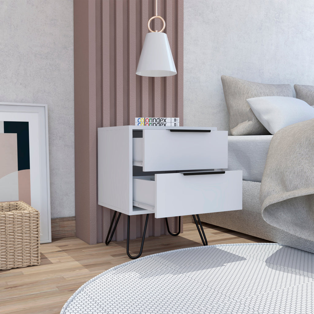 Boahaus Benidorm Nightstand with Two Storage Drawers | Modern Sophistication