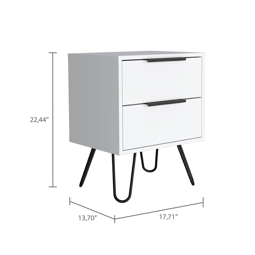 Boahaus Benidorm Nightstand with Two Storage Drawers | Modern Sophistication