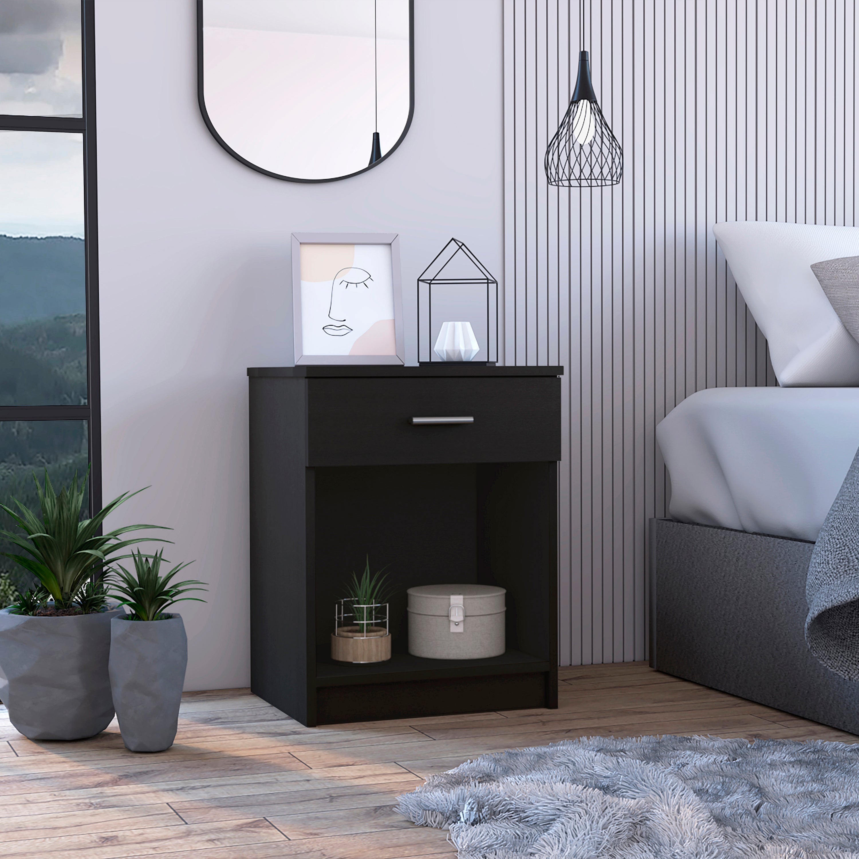 Boahaus Jaen Nightstand with Superior Top and Spacious Drawer | Elegant Design