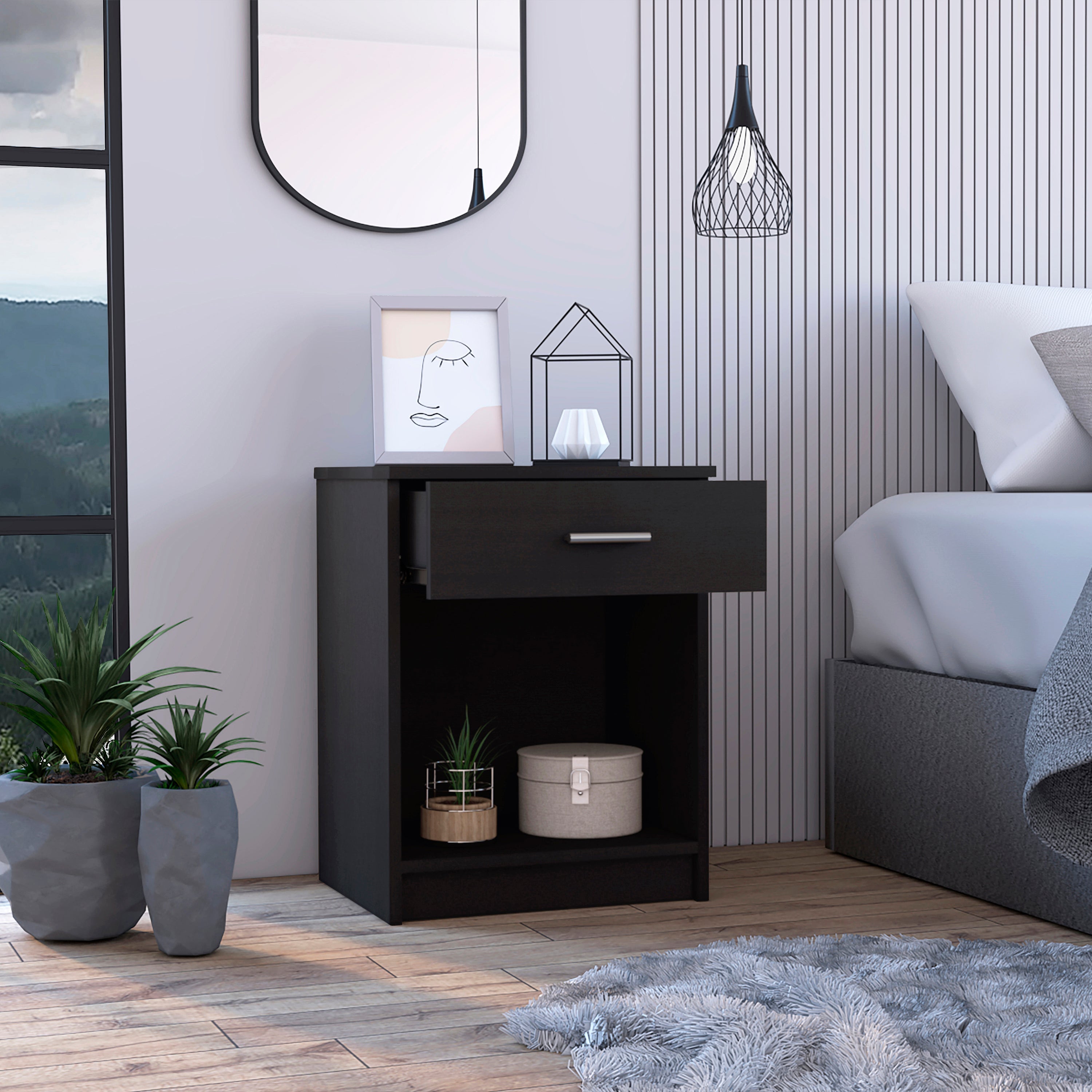 Boahaus Jaen Nightstand with Superior Top and Spacious Drawer | Elegant Design