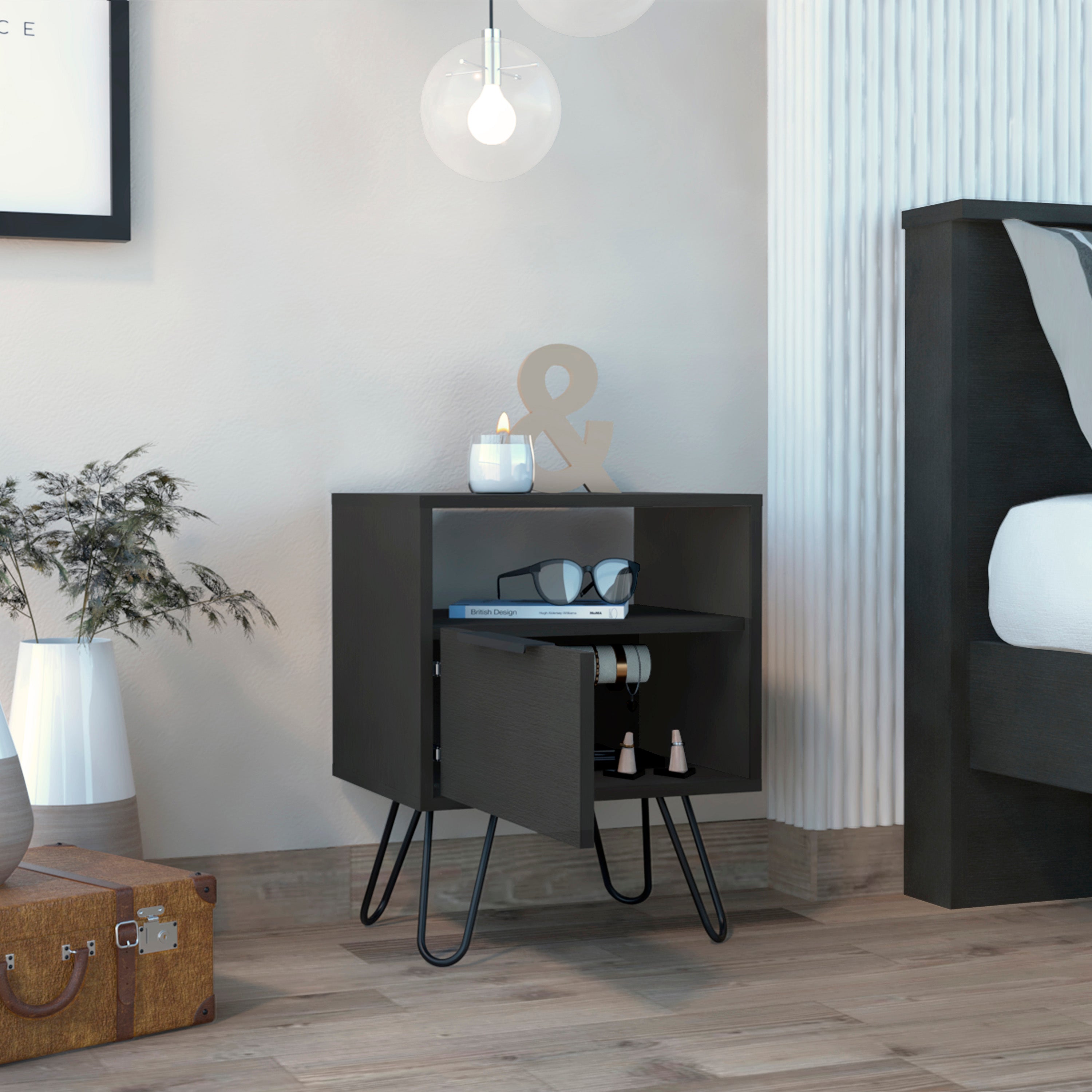 Boahaus Huelva Nightstand with Ergonomic Design and Storage | Premium Style