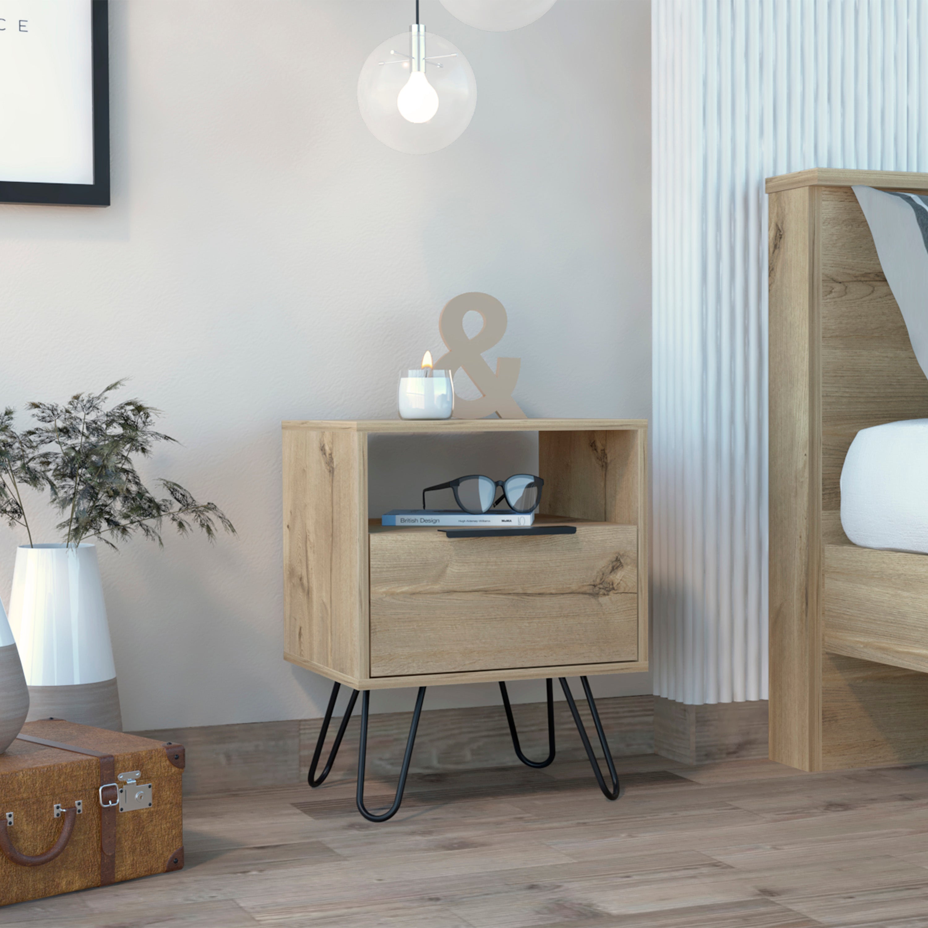 Boahaus Huelva Nightstand with Ergonomic Design and Storage | Premium Style