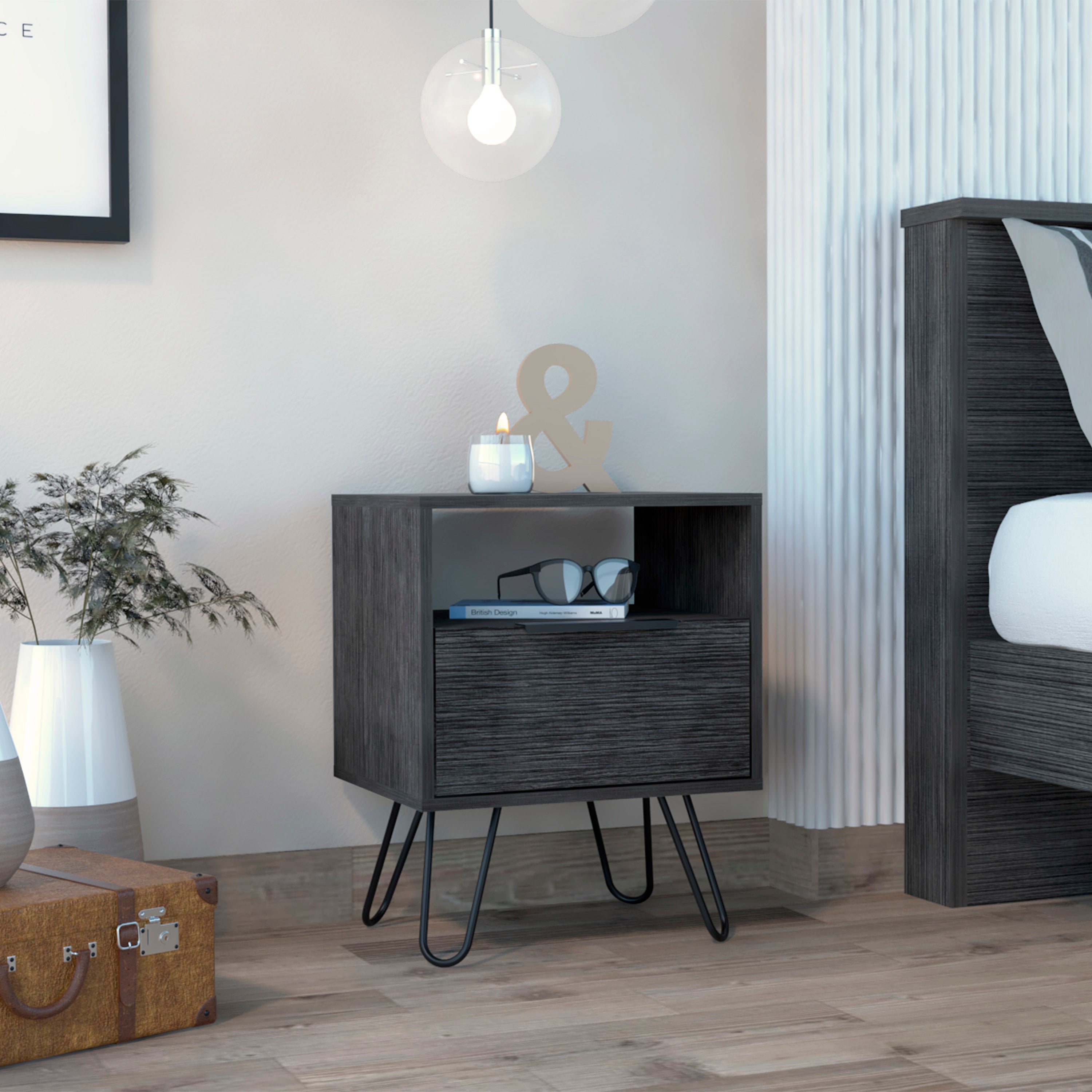 Boahaus Huelva Nightstand with Ergonomic Design and Storage | Premium Style
