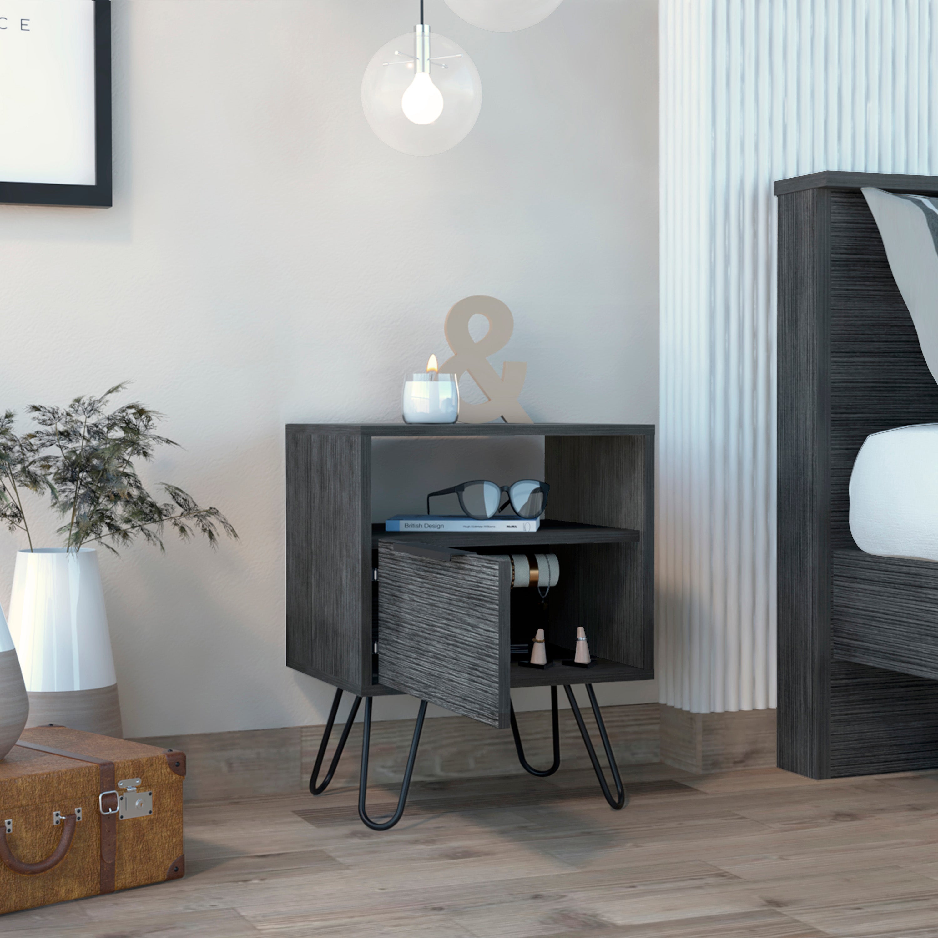 Boahaus Huelva Nightstand with Ergonomic Design and Storage | Premium Style