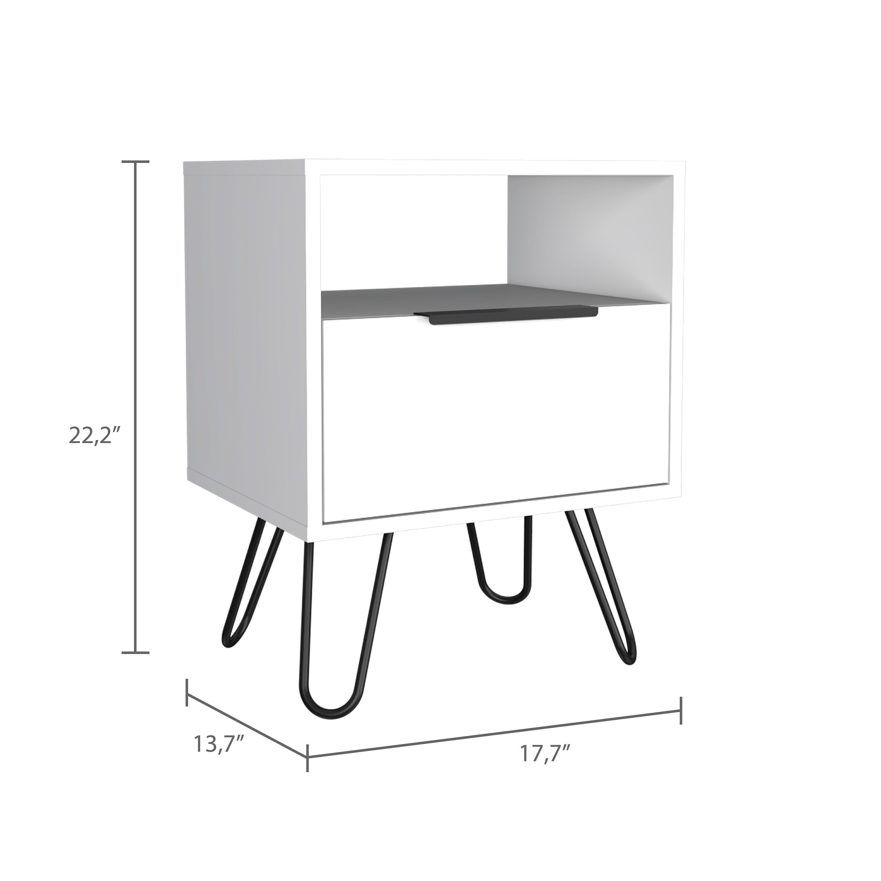Boahaus Plentzia Nightstand with Ergonomic Design and Storage | White Modern Elegance