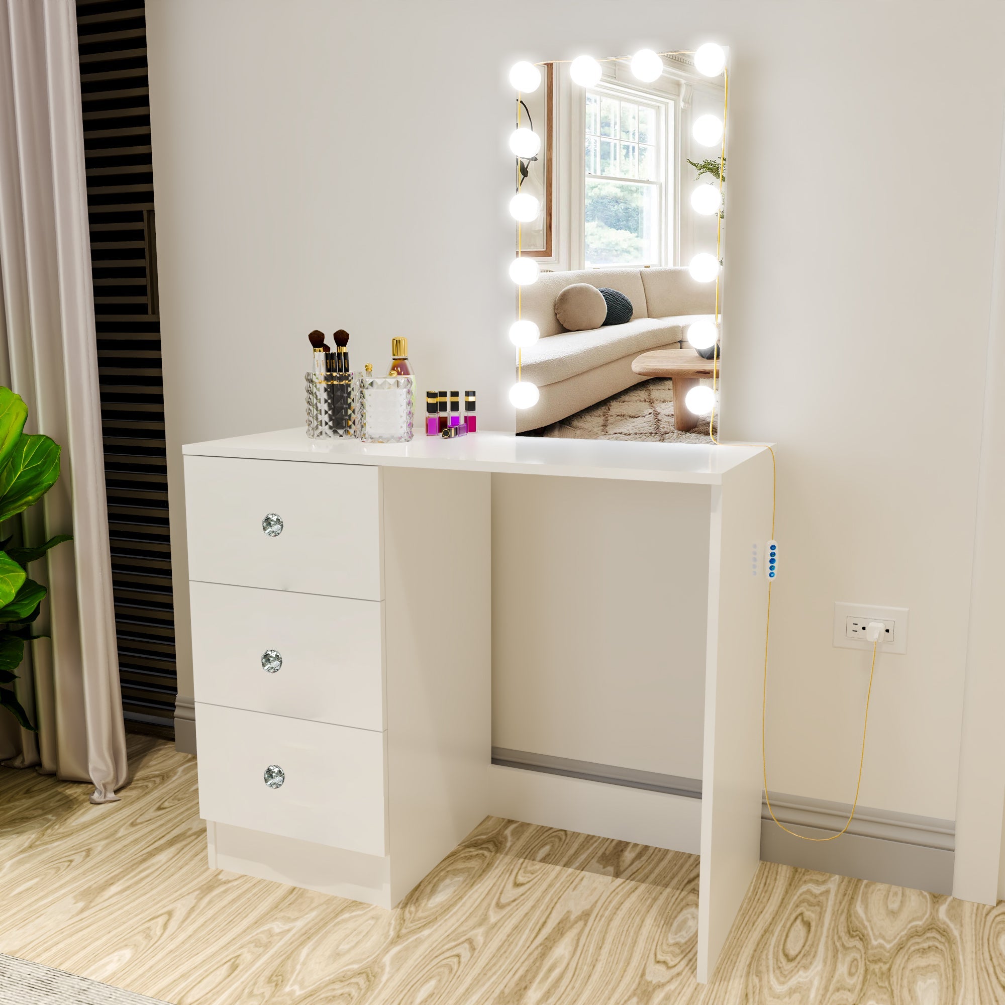 Boahaus Iris Lighted Vanity Table with Mirror | Premium Design